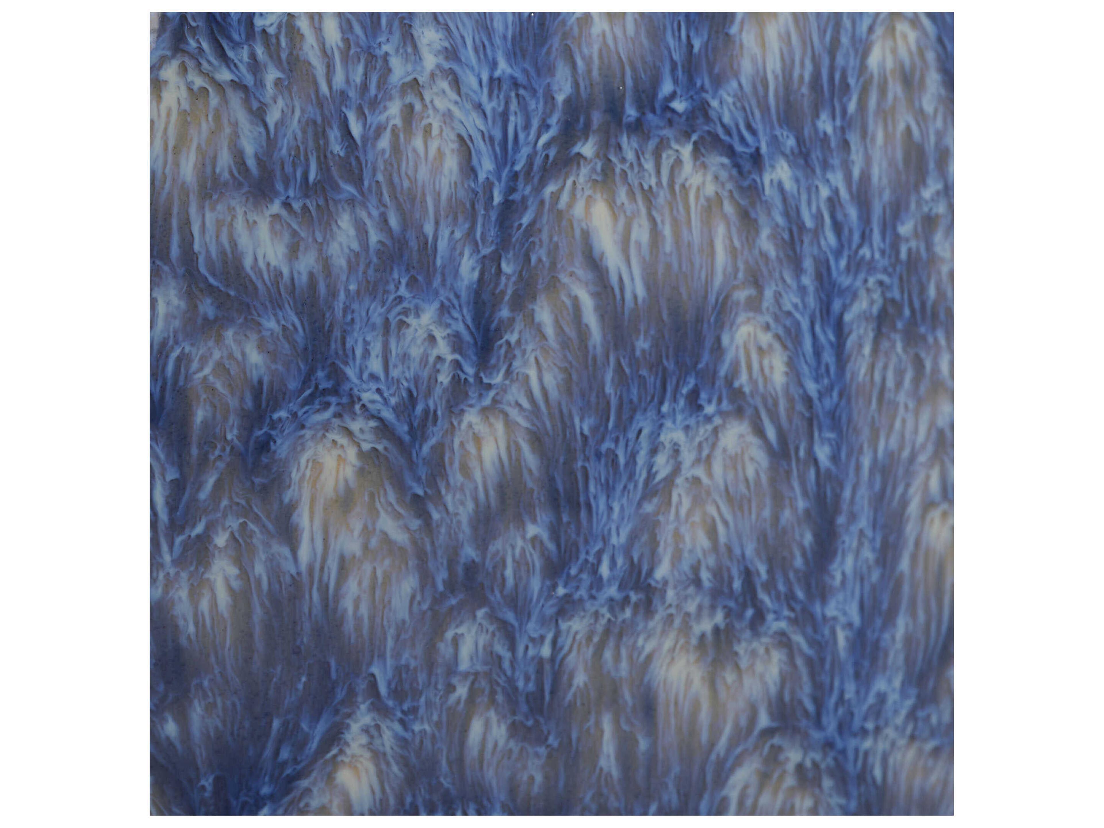 Jamie Young Raindrop Reactive Blue Glaze White Linen Table Lamp