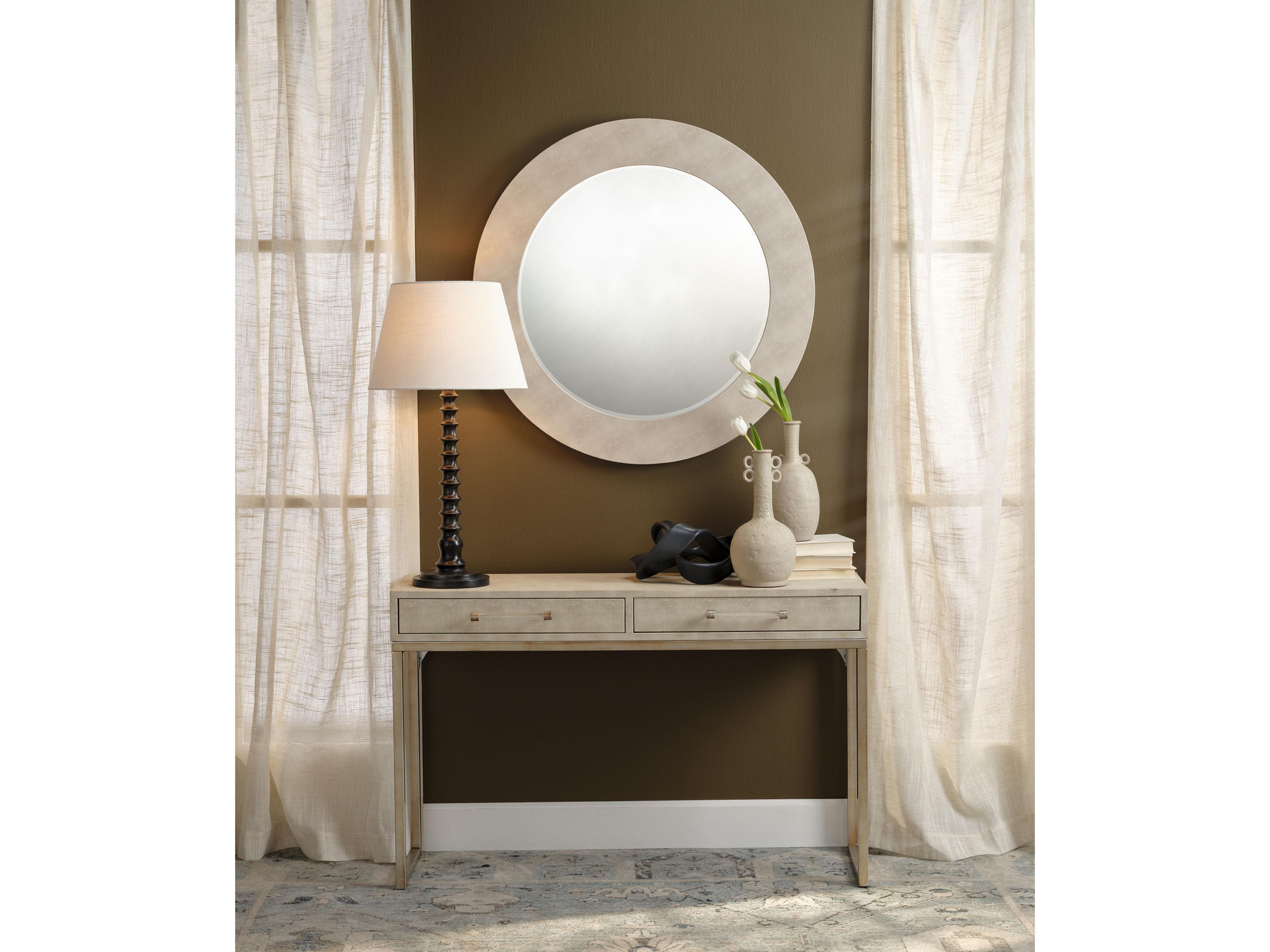 Jamie Young Revolution Black White Linen Slub Rolled Edge Buffet Lamp