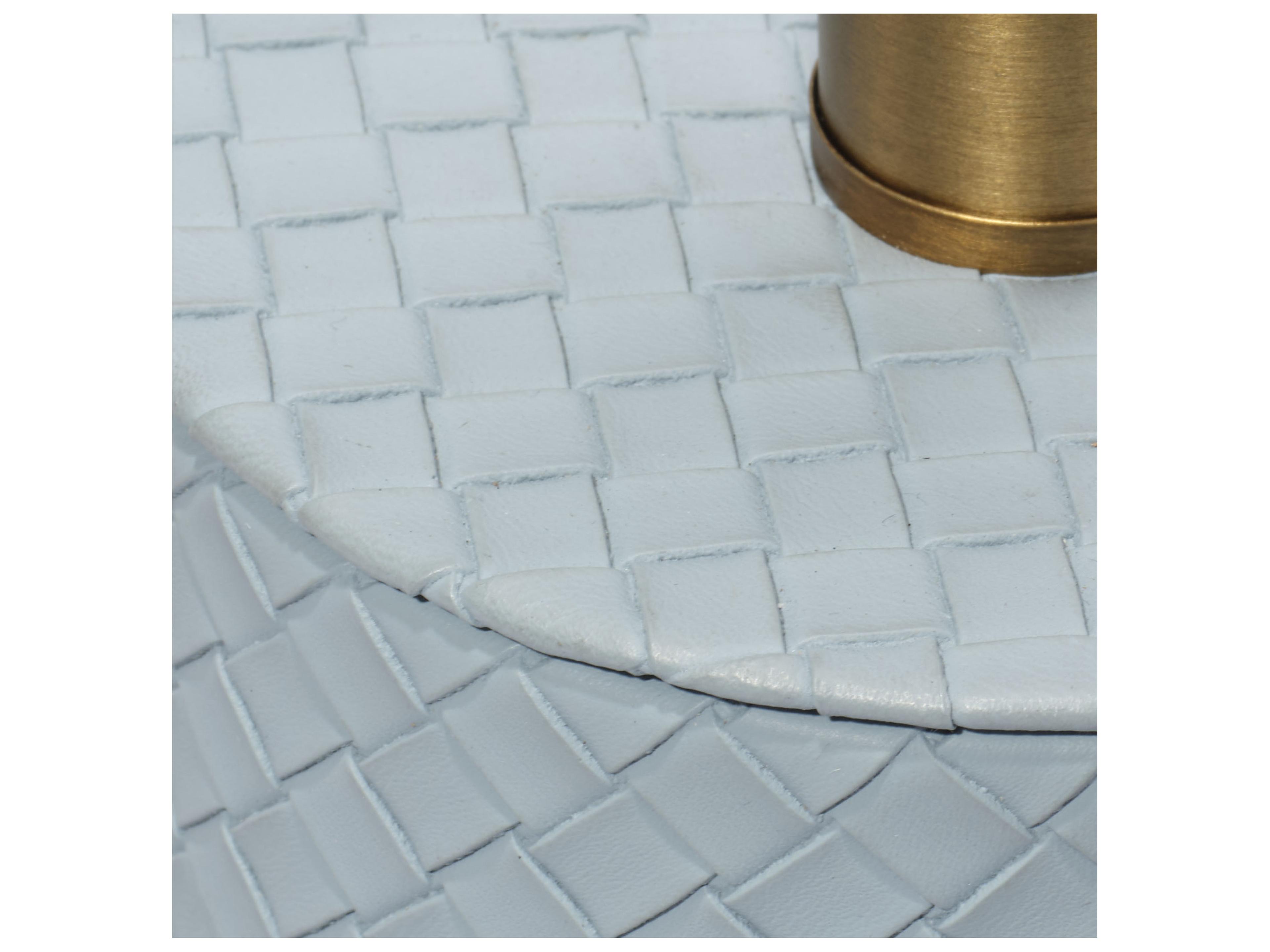 Jamie Young Roman Blue White Linen Drum Rolled Edge Table Lamp