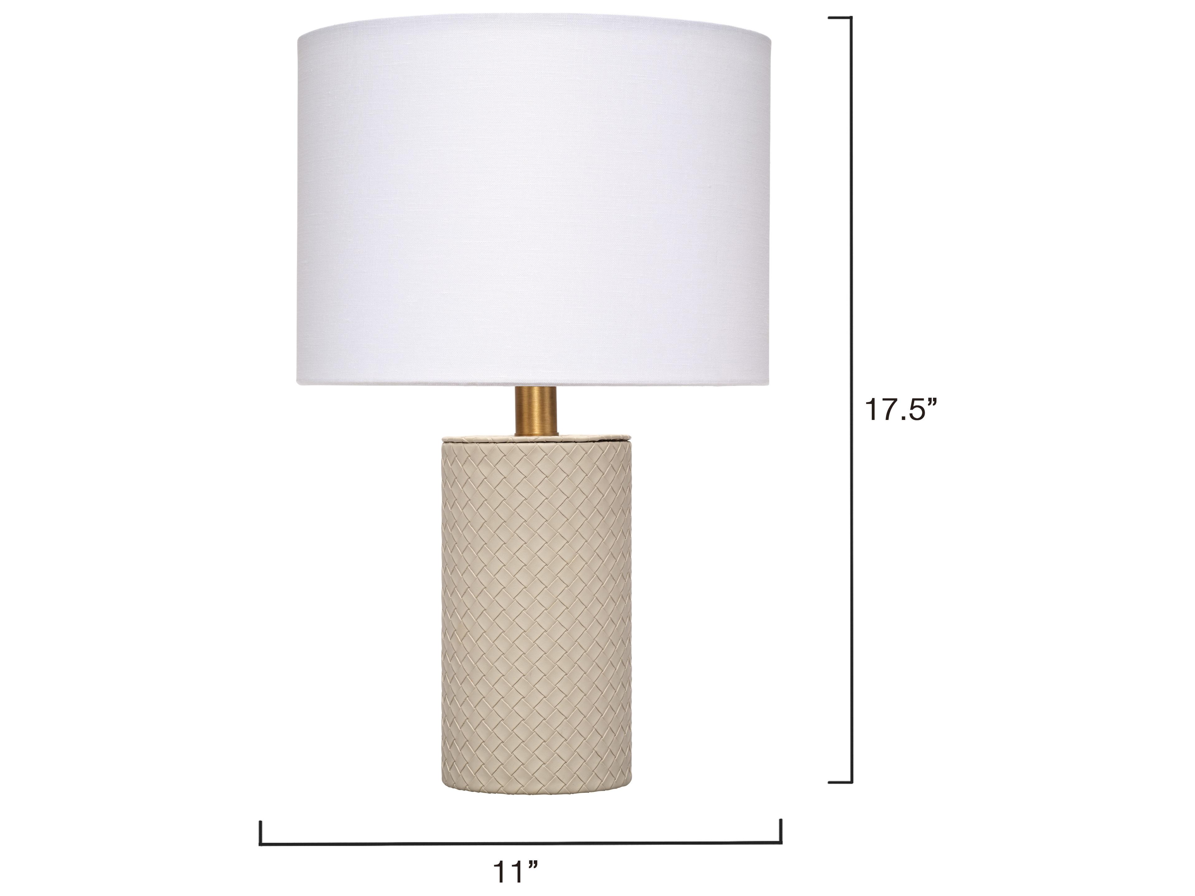 Jamie Young Roman Grey White Linen Drum Rolled Edge Table Lamp
