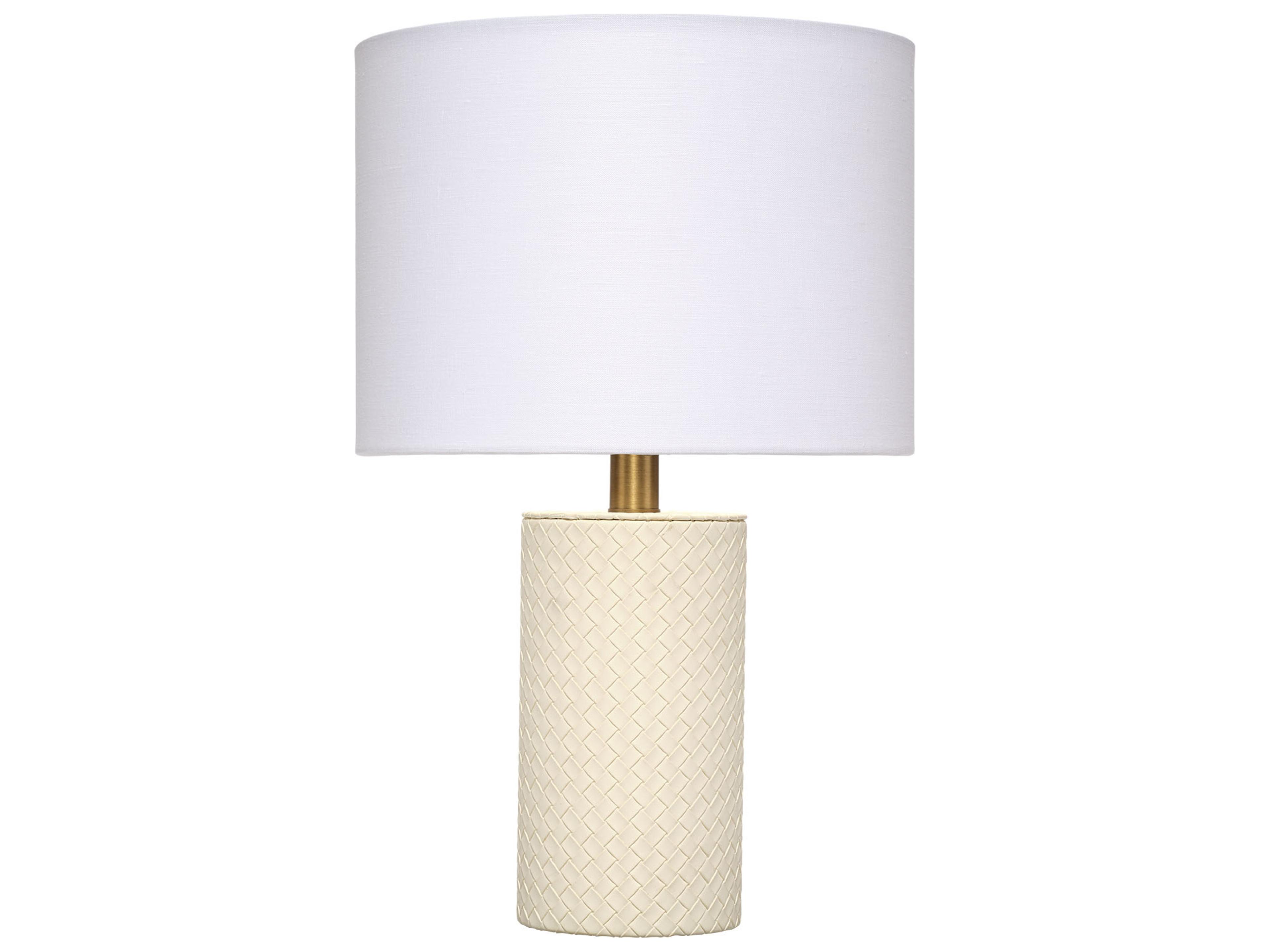 Roman Cream White Linen Drum Rolled Edge Off Table Lamp