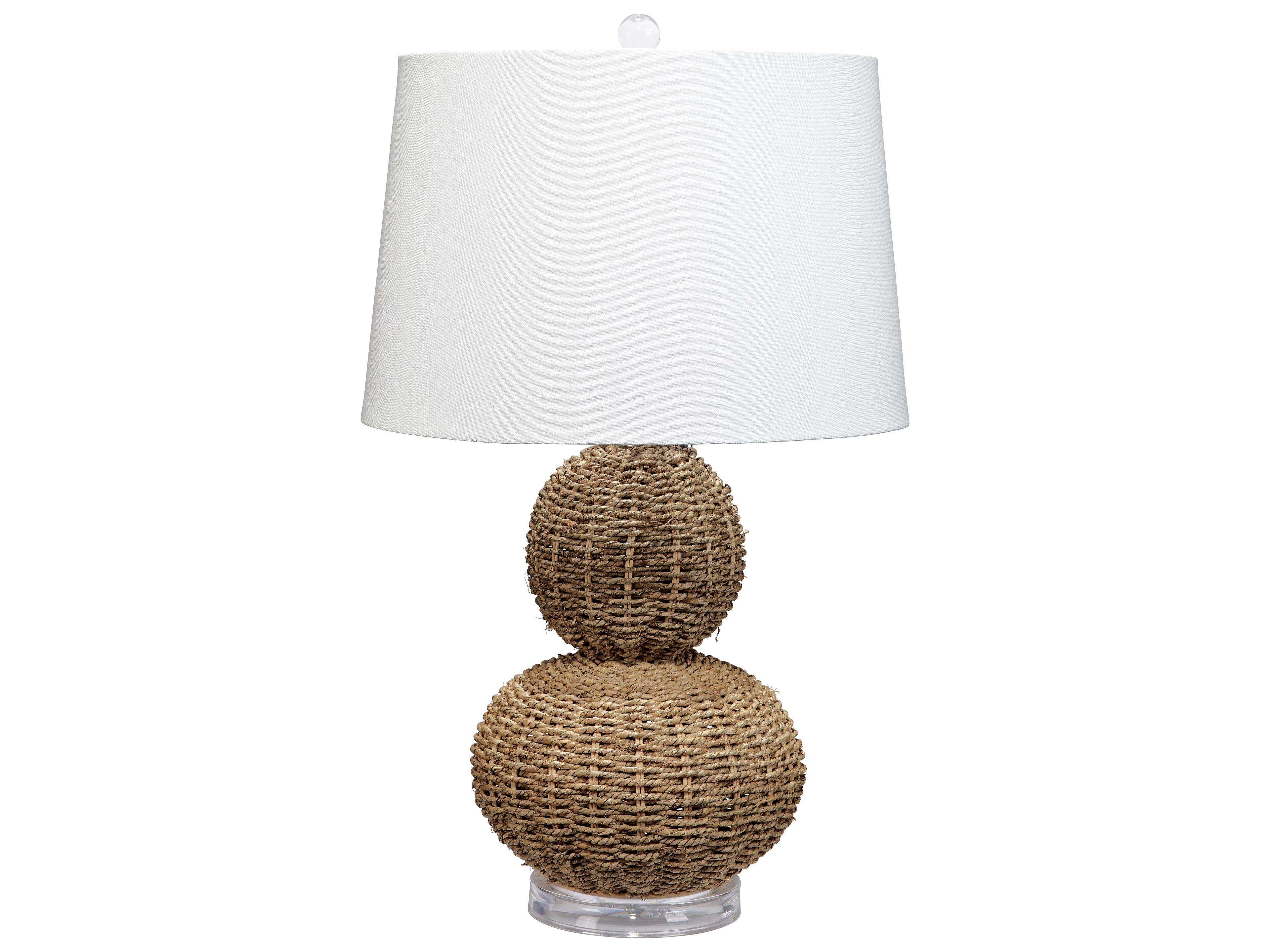 Jamie Young Sebastian Natural Linen Drum Brown Buffet Lamp