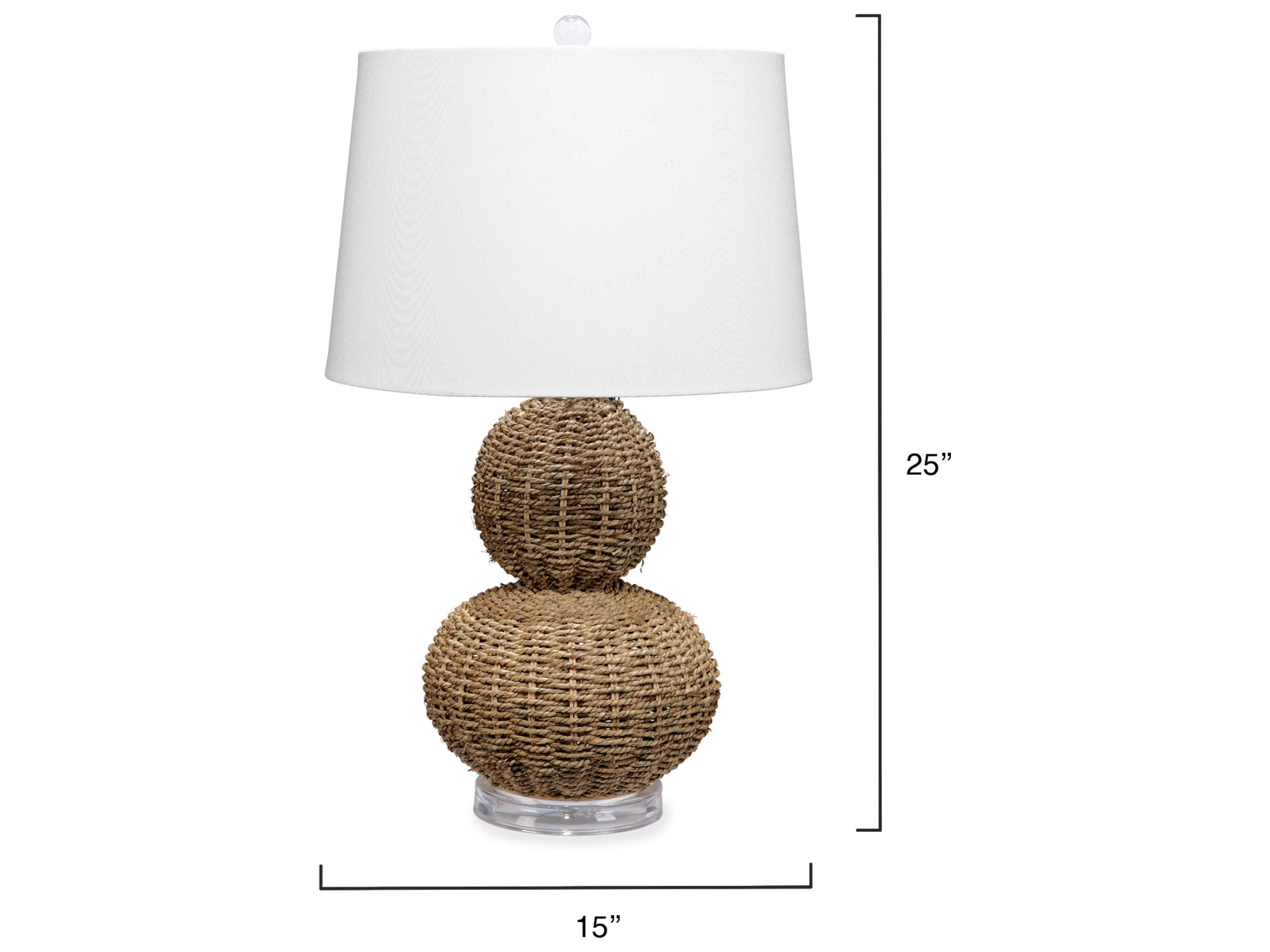 Jamie Young Sebastian Natural Linen Drum Brown Buffet Lamp