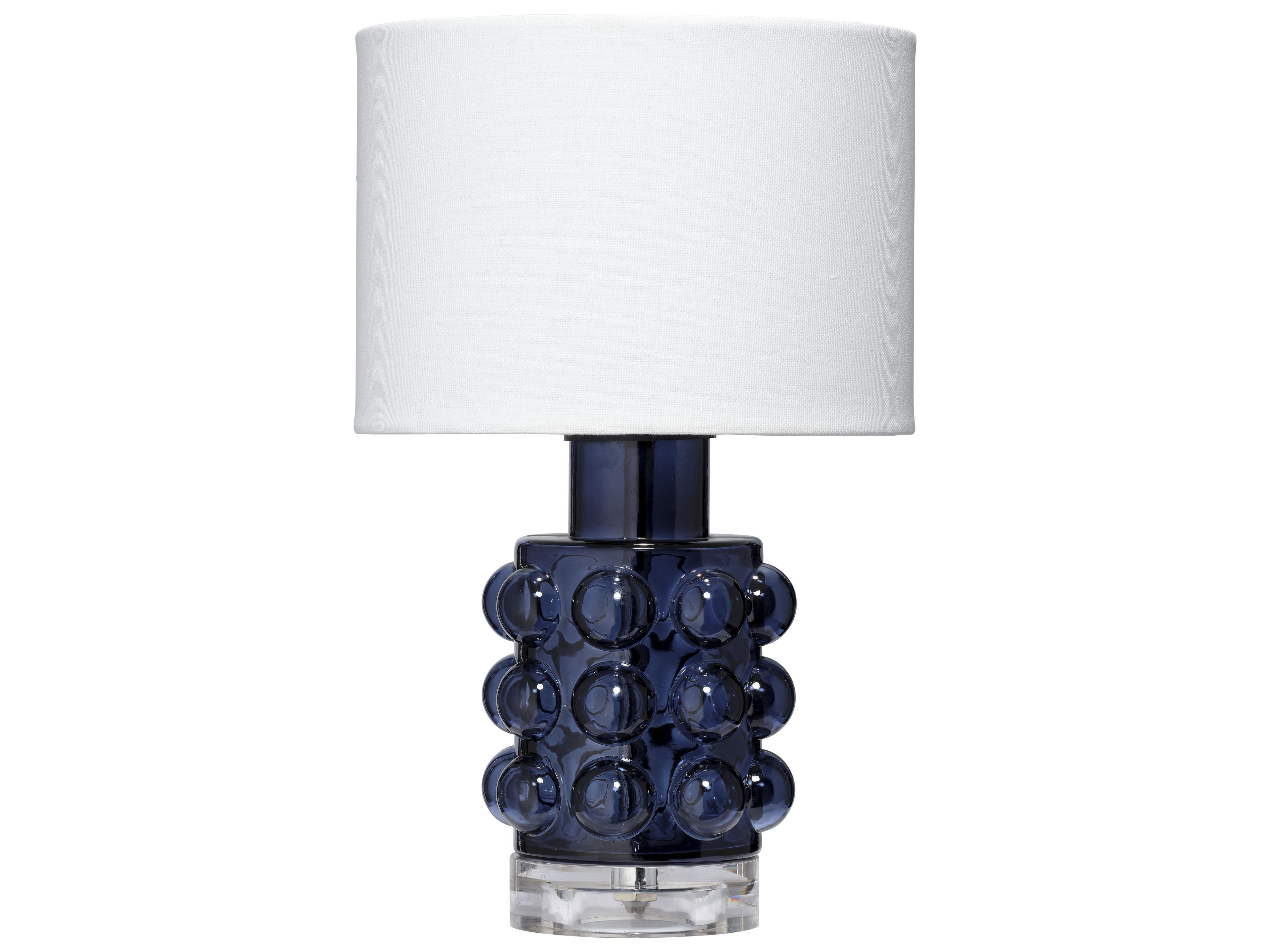 Seltzer Blue Off White Linen Rolled Edge Table Lamp