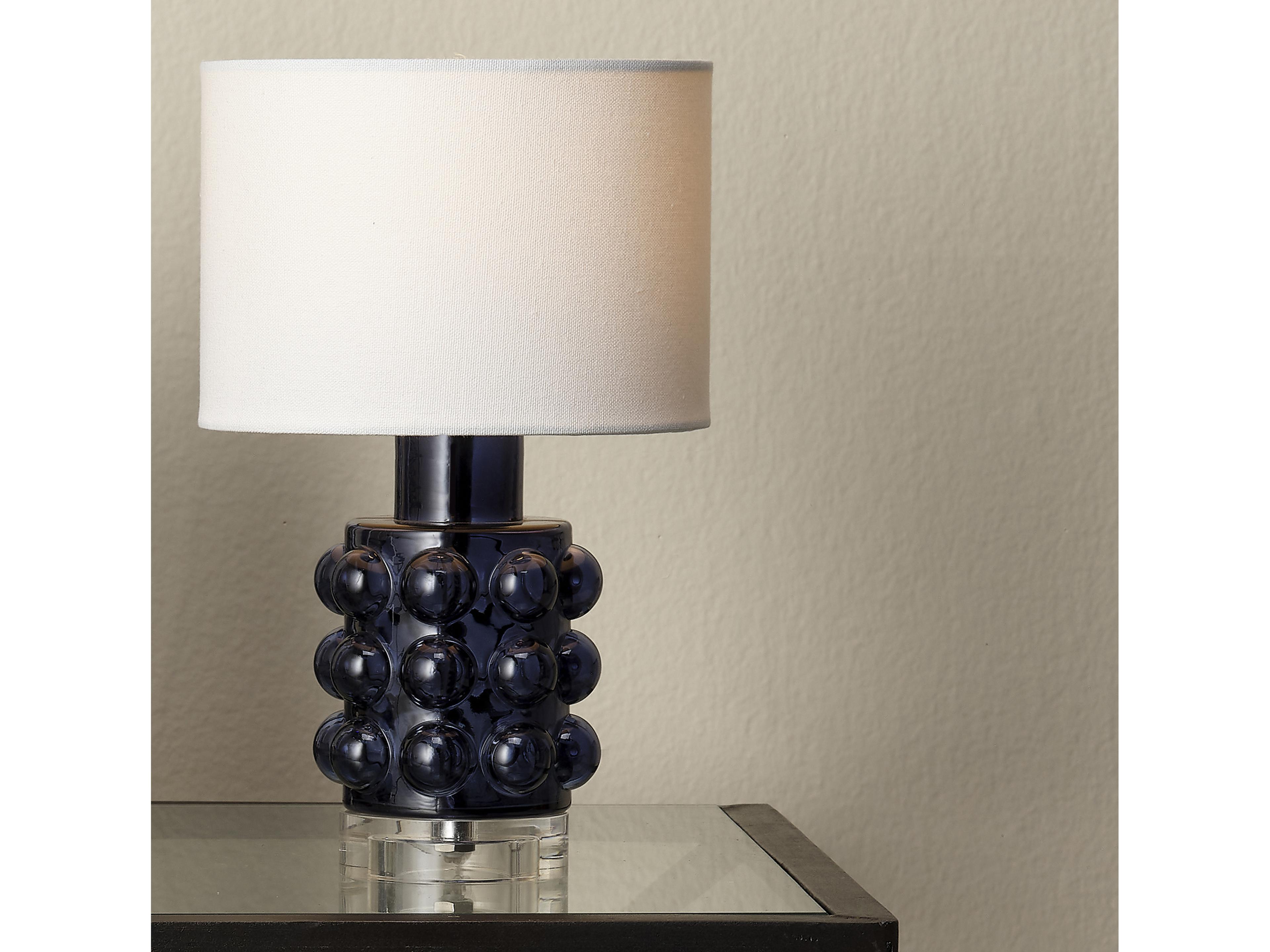 Jamie Young Seltzer Blue Off White Linen Rolled Edge Table Lamp