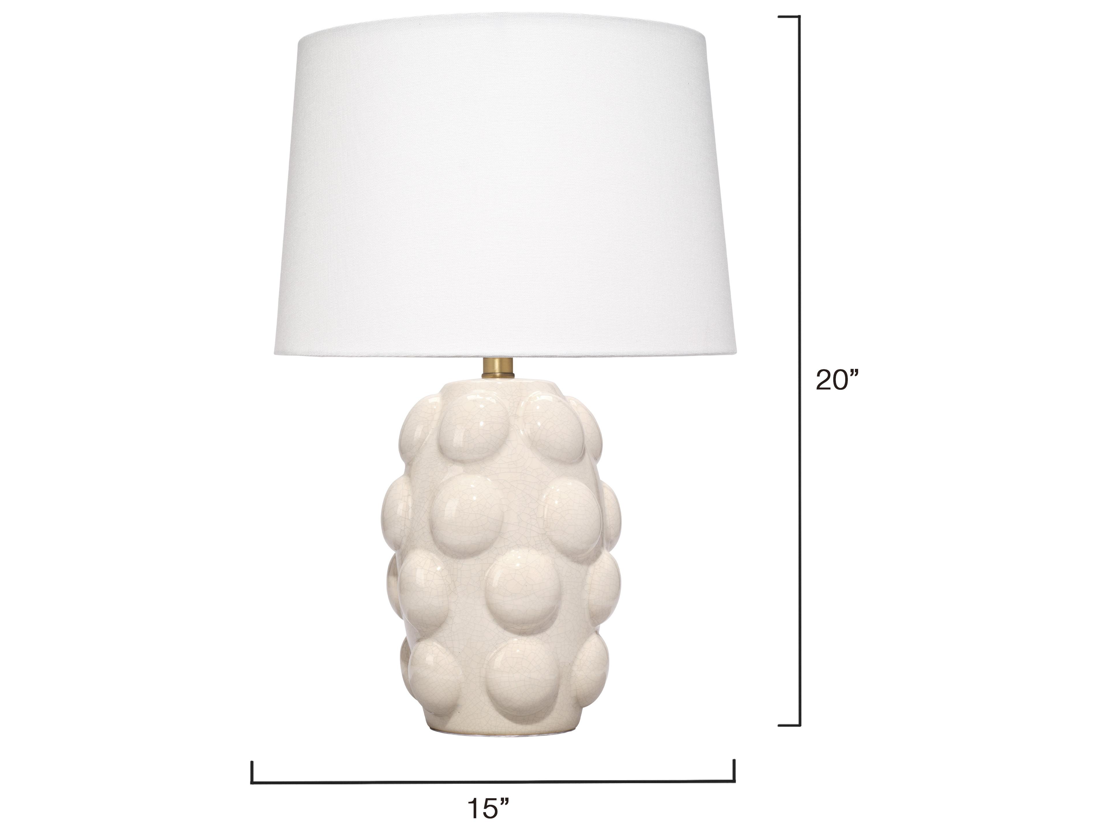 Jamie Young Silas Cream White Linen Tapered Drum Rolled Edge Table Lamp