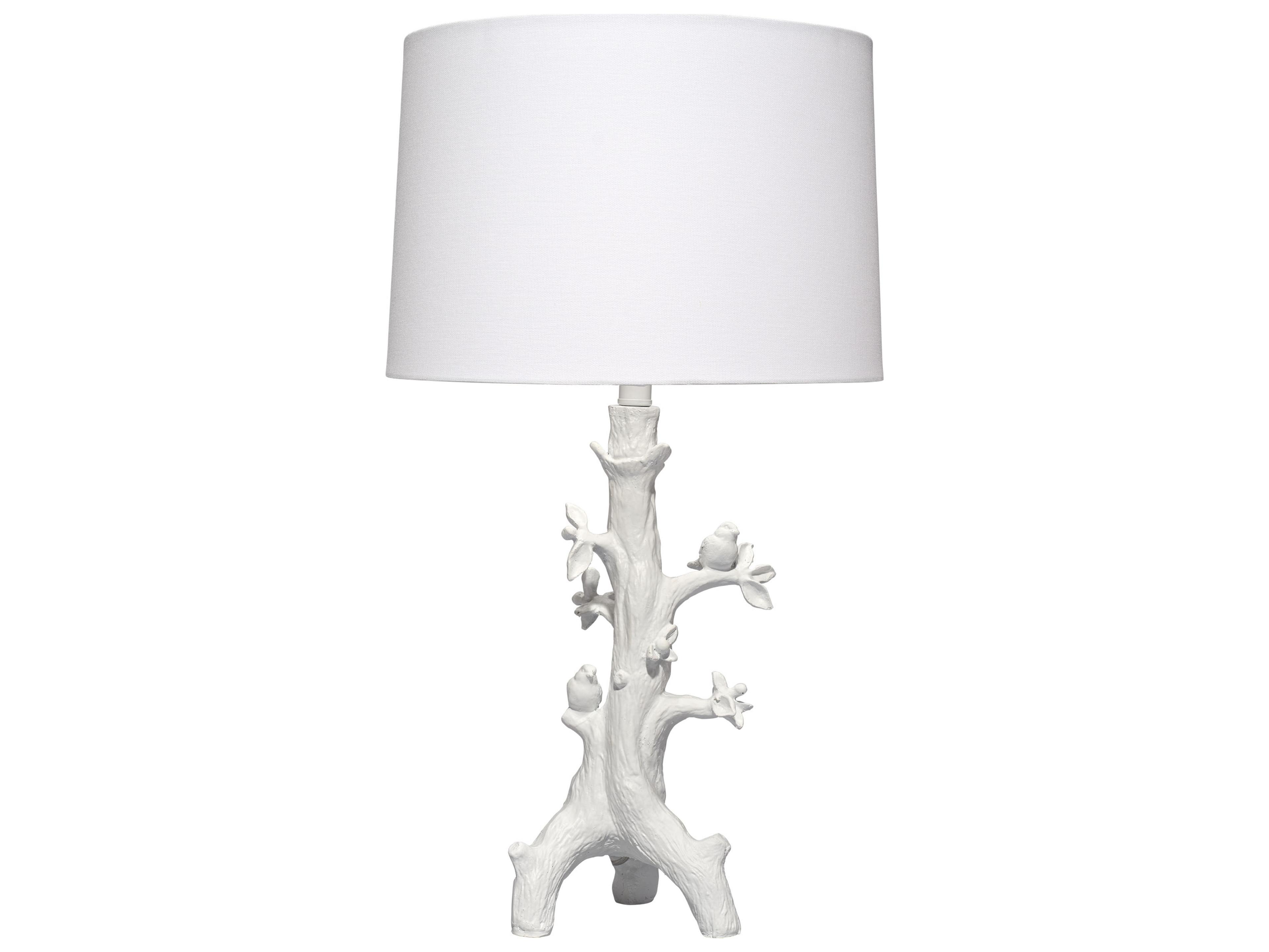 Jamie Young Sycamore Matte White Linen Drum Rolled Edge Buffet Lamp