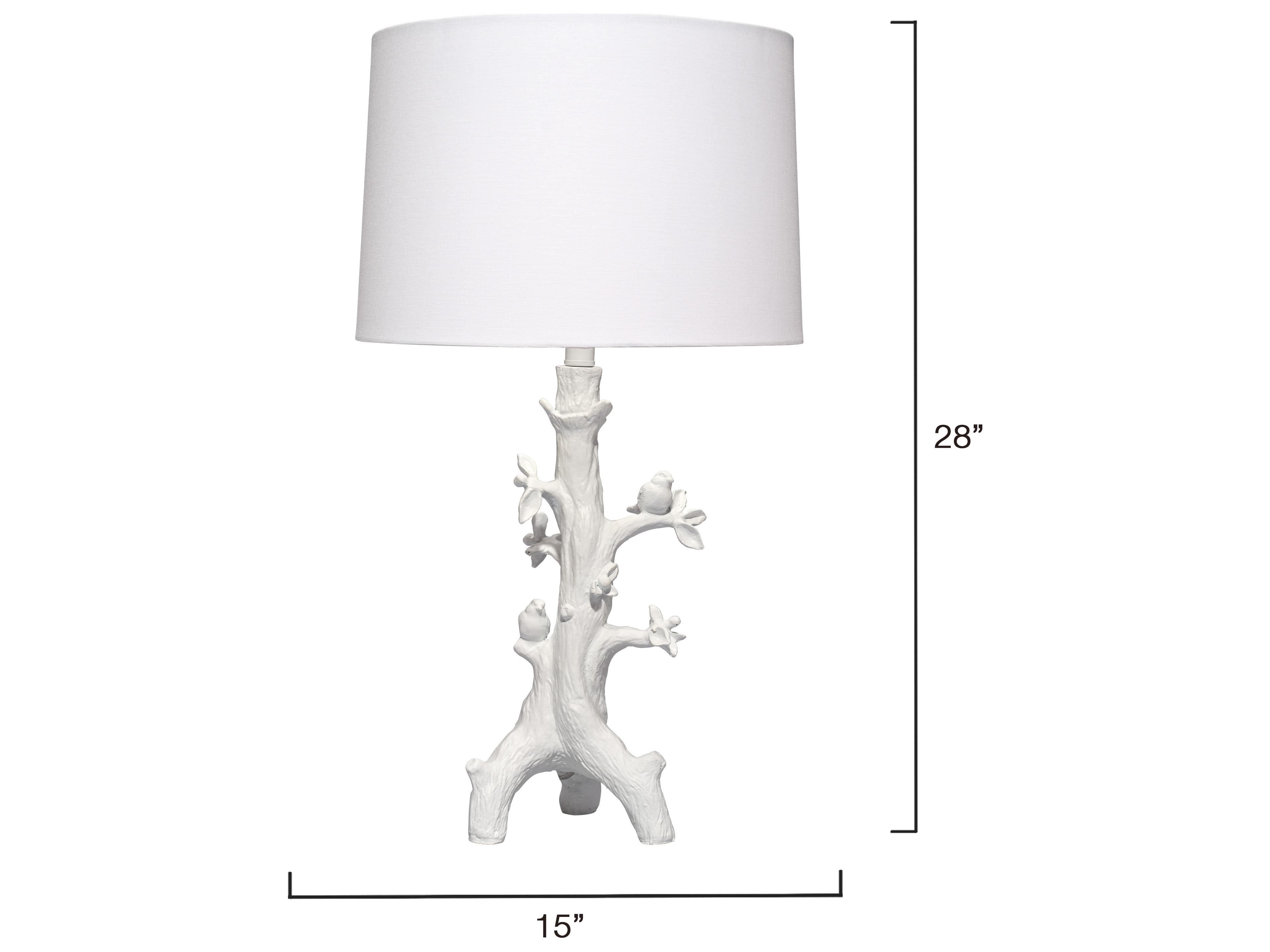 Jamie Young Sycamore Matte White Linen Drum Rolled Edge Buffet Lamp