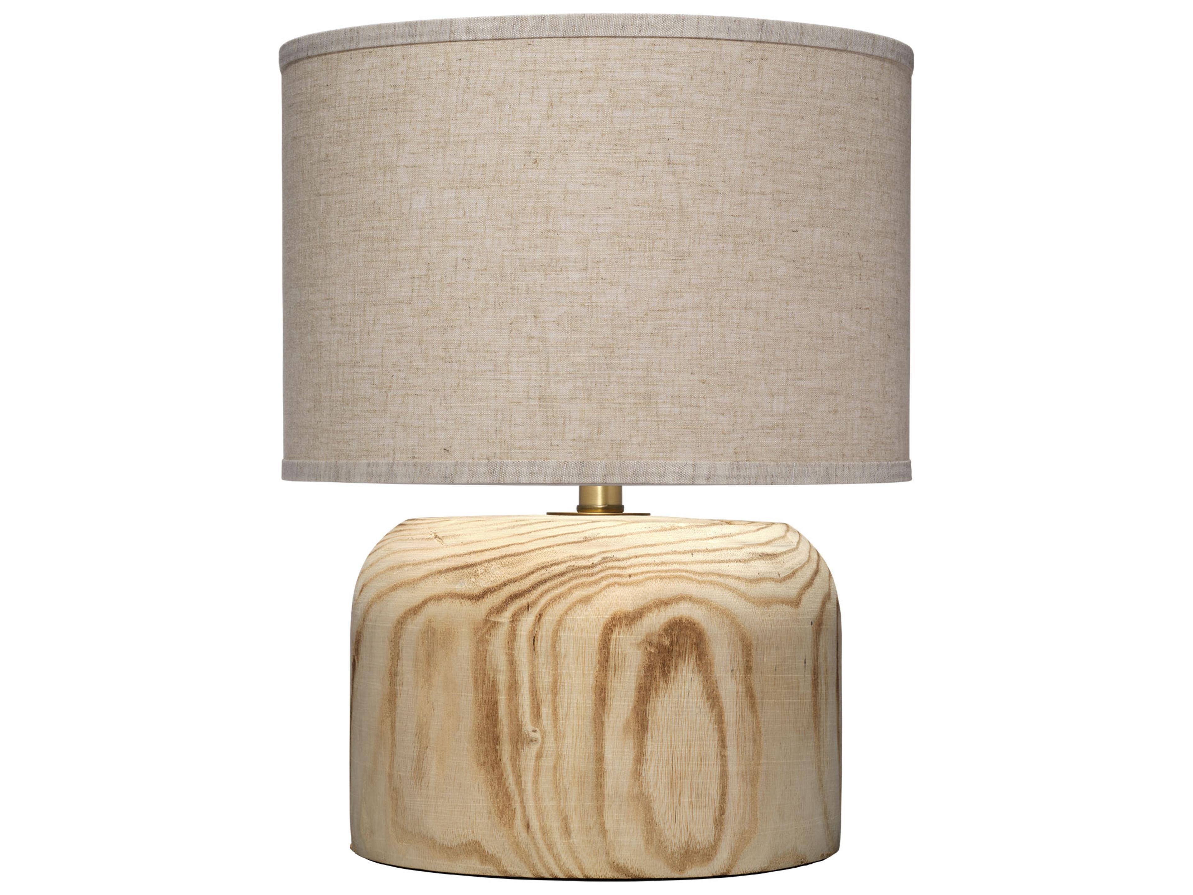 Timber Natural Oat Linen Drum Trim Edge Brown Table Lamp