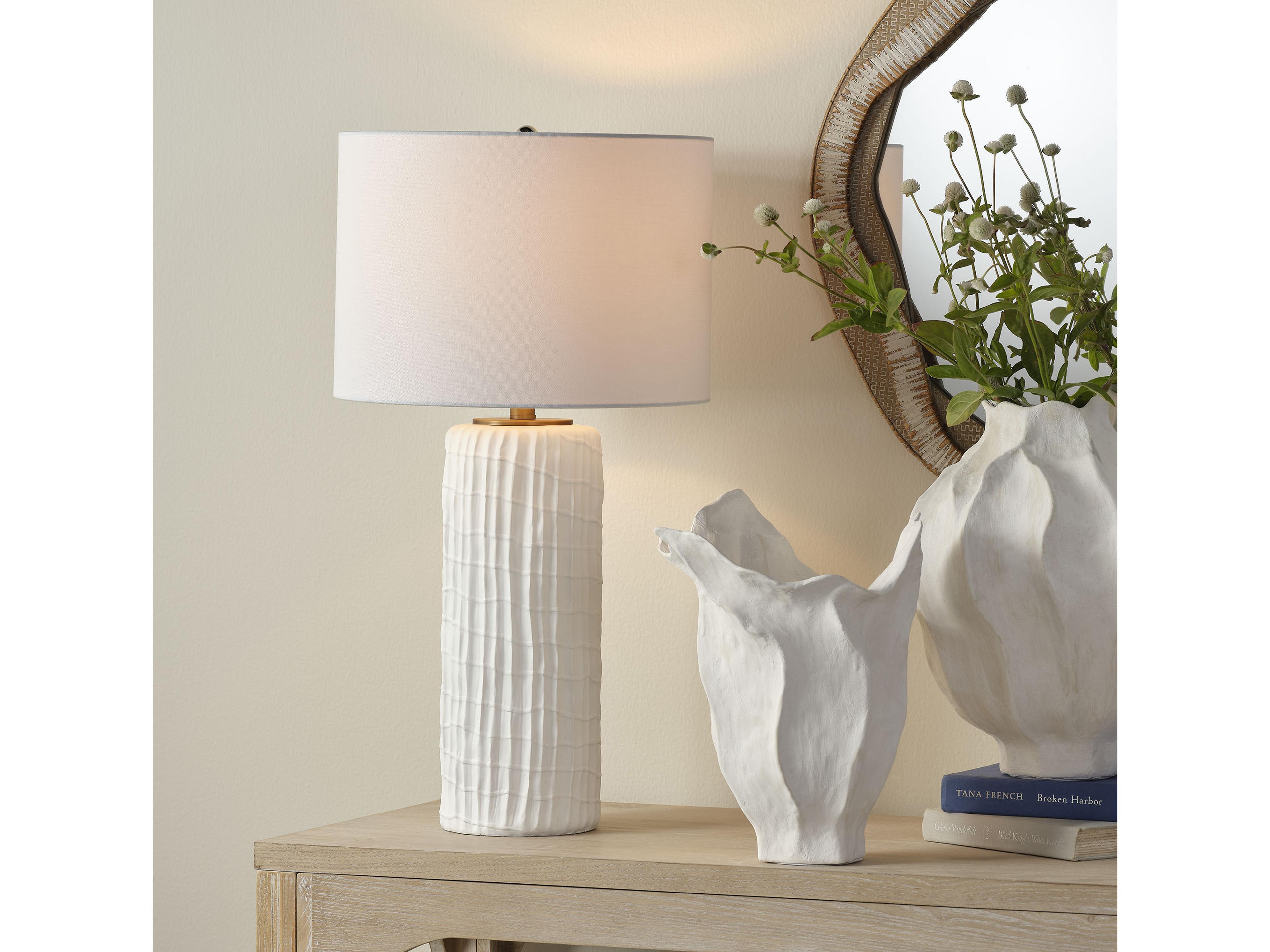 Jamie Young Trunk White Linen Buffet Lamp