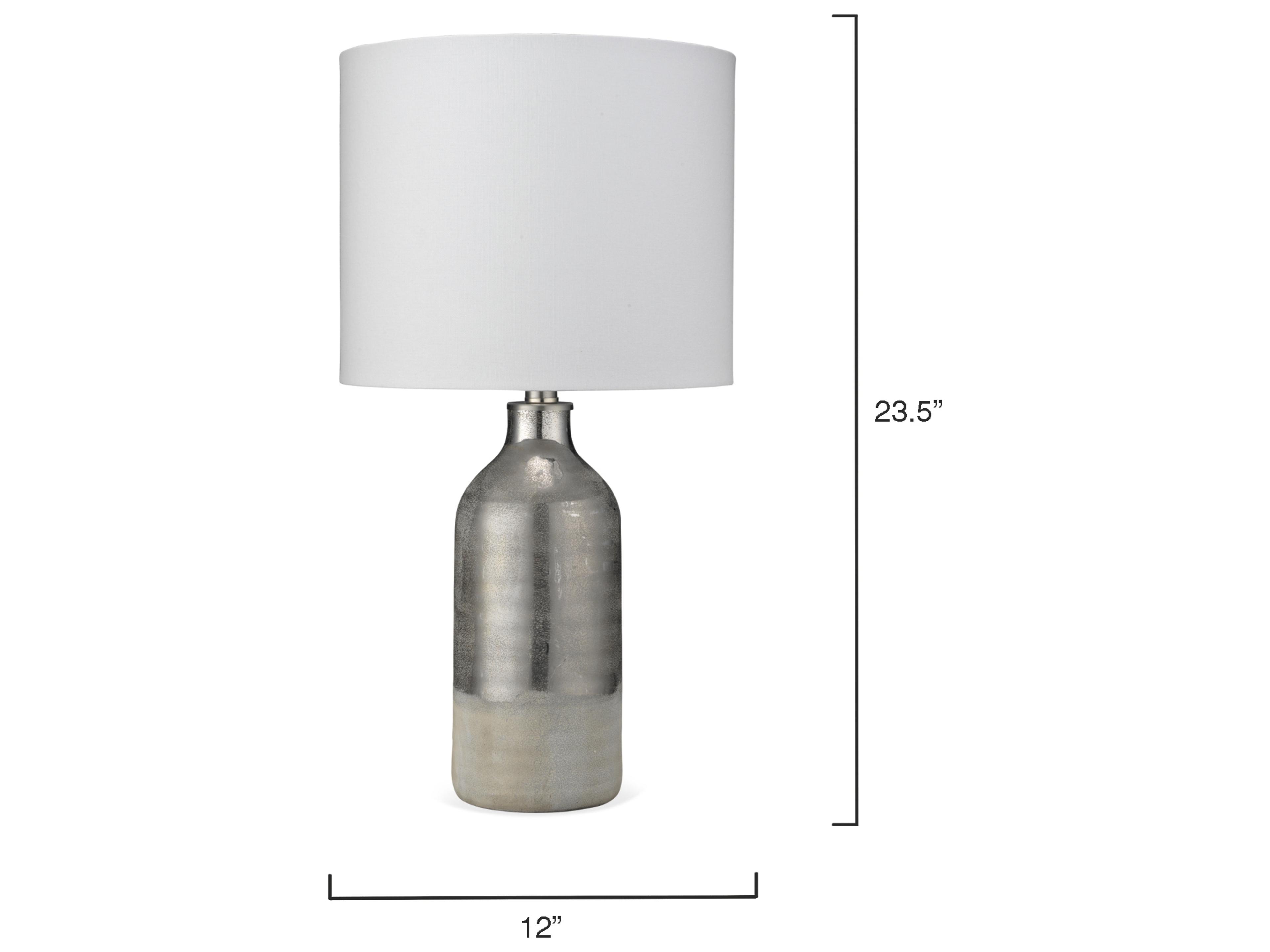Jamie Young Varnish Silver Off White Linen Drum Table Lamp