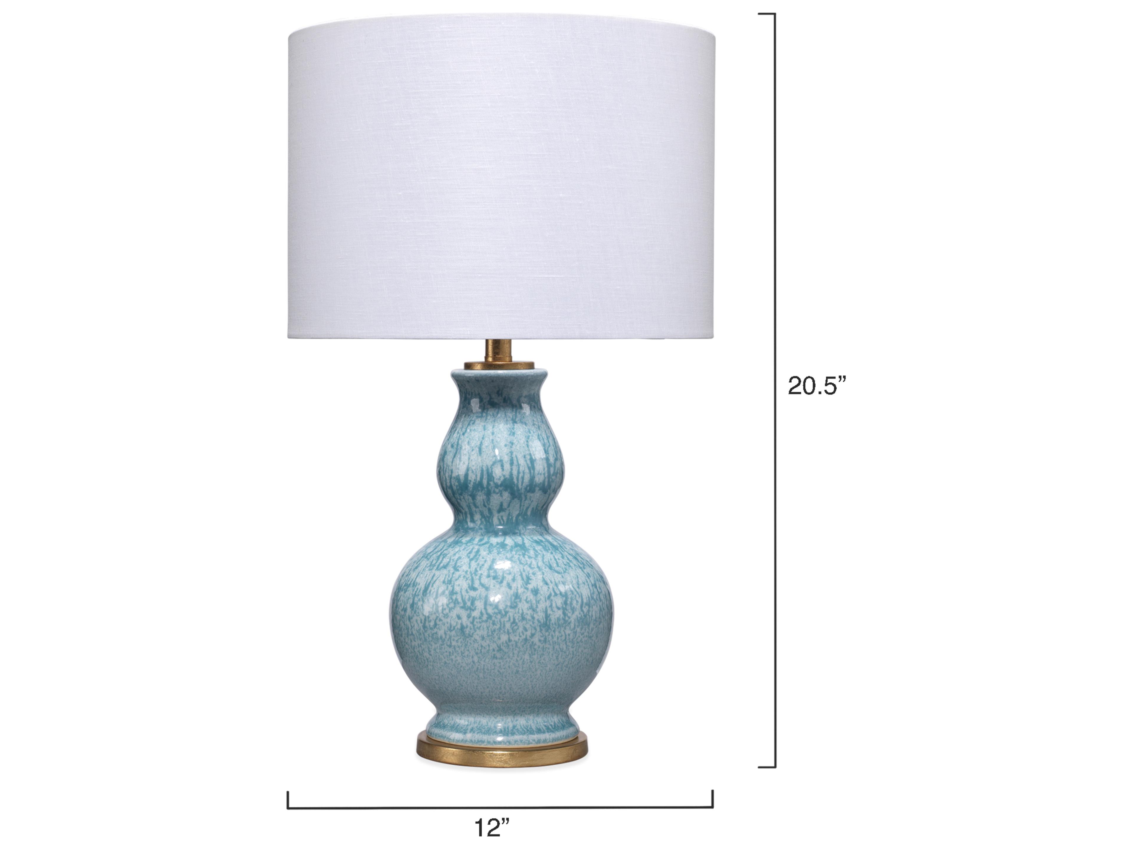 Jamie Young Whitney Blue Linen White Drum Table Lamp