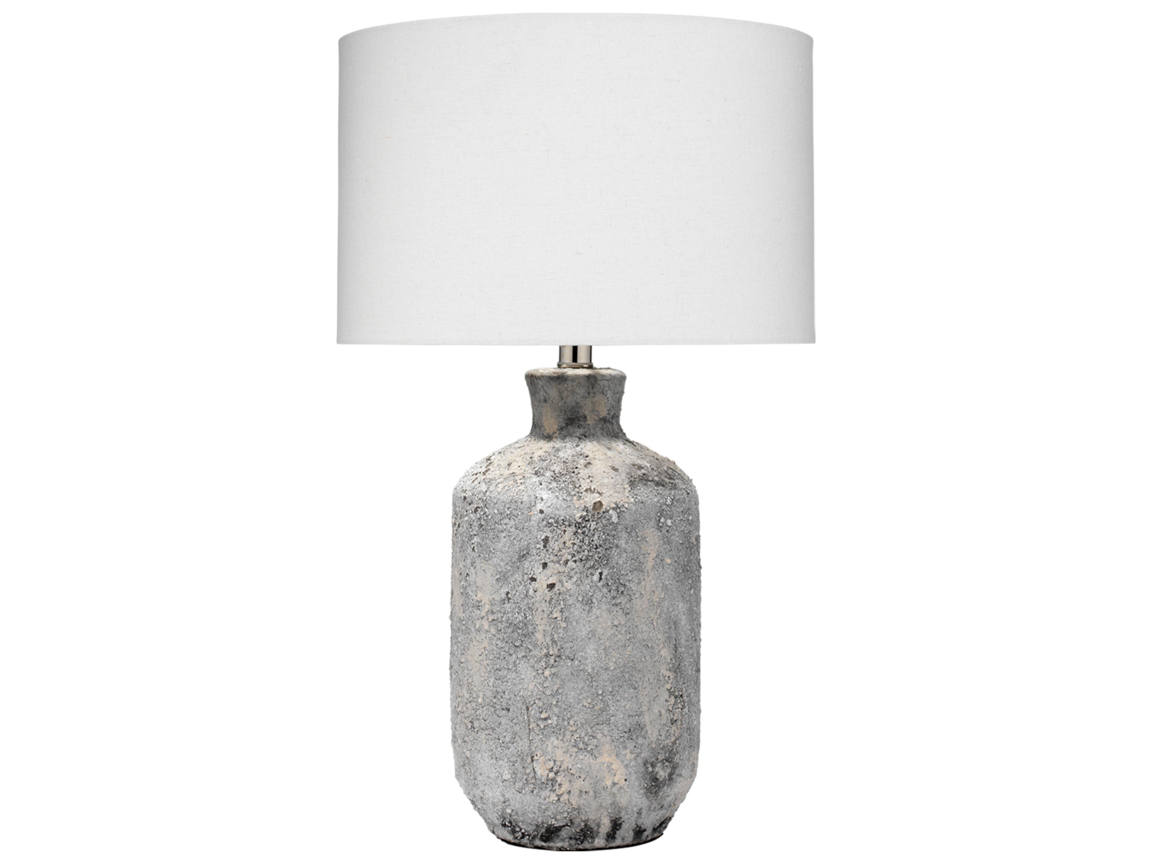 Blaire Grey Cream Cotton Drum Table Lamp