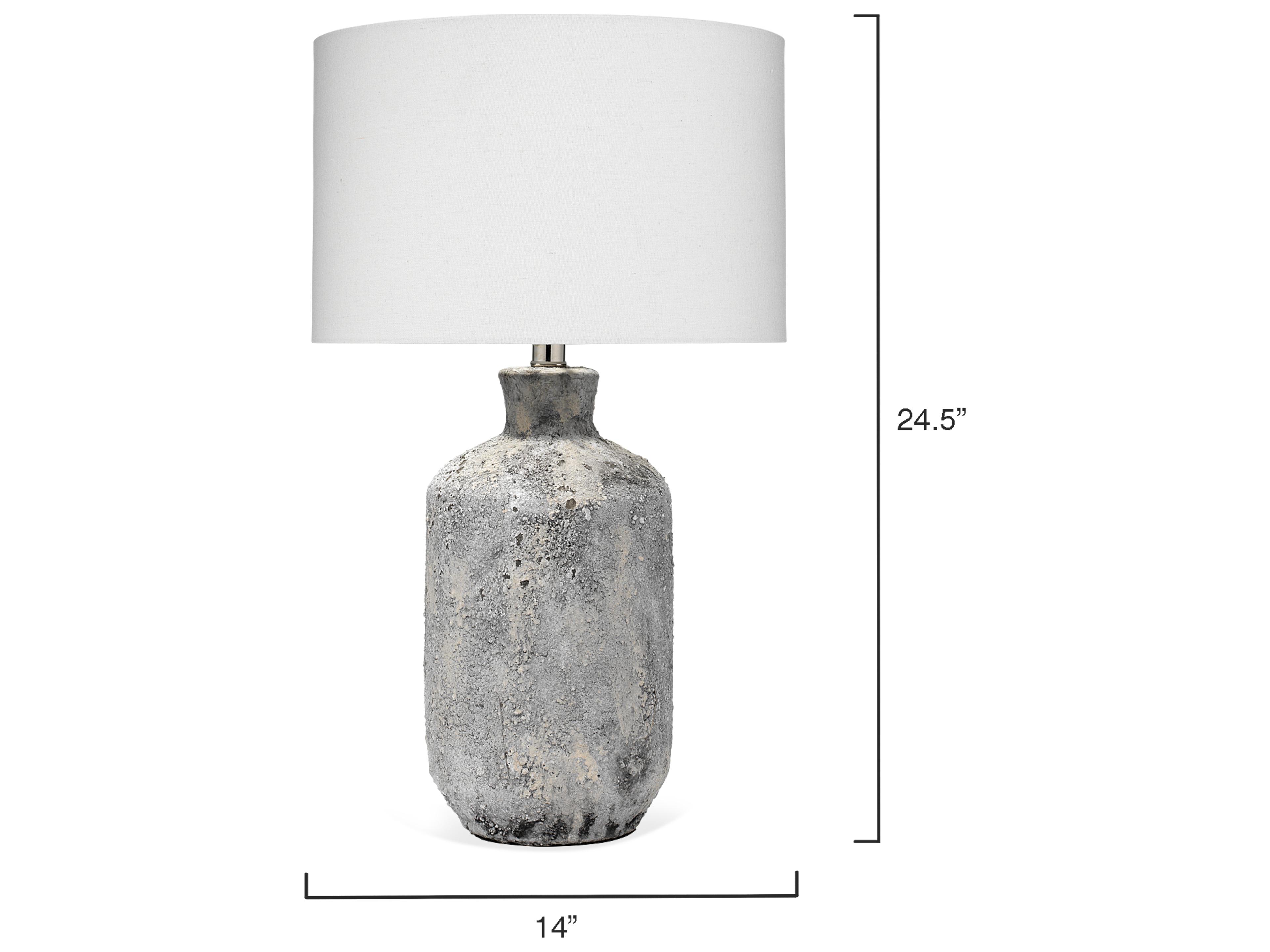 Jamie Young Blaire Grey Cream Cotton Drum Table Lamp