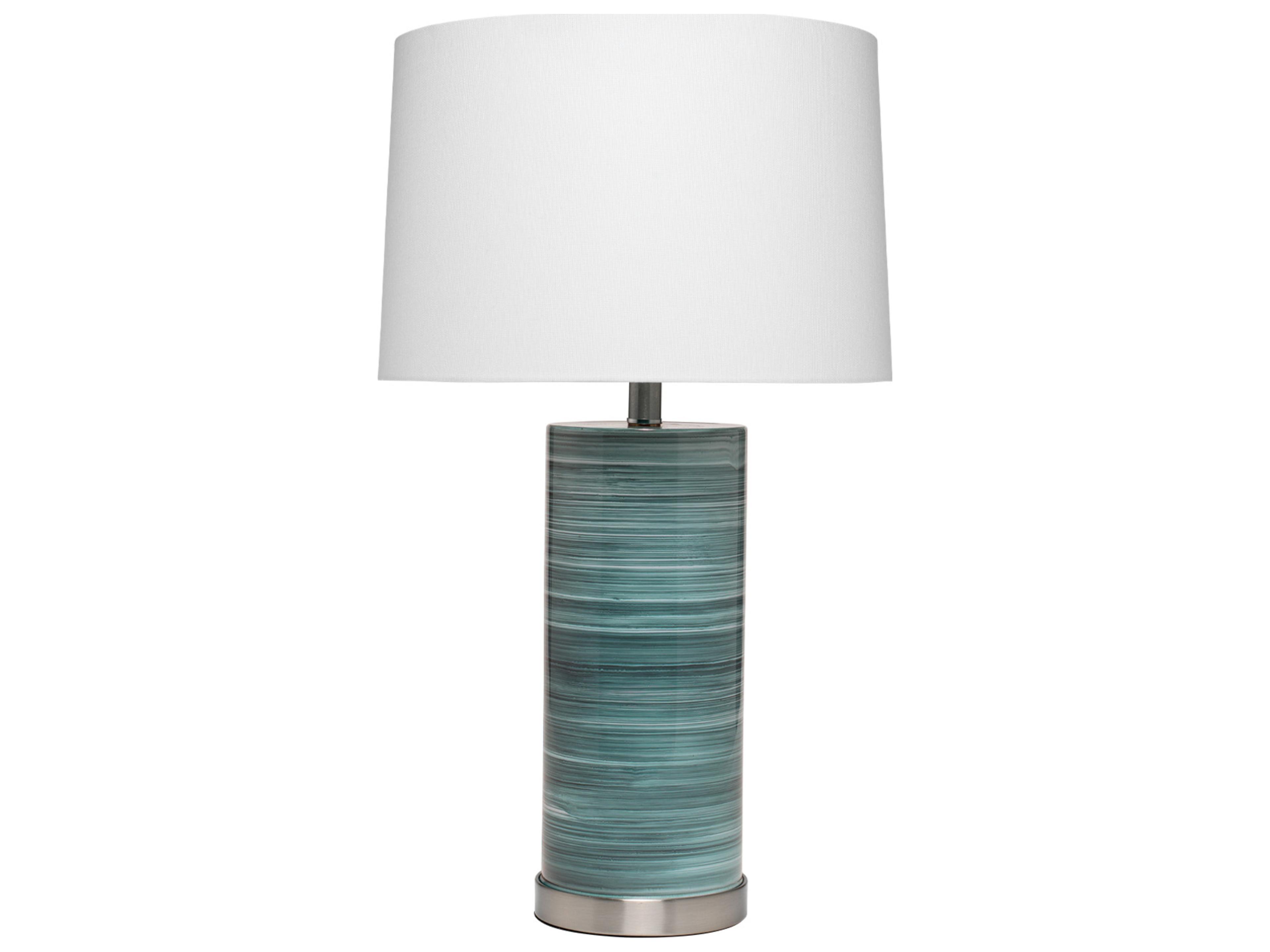 Jamie Young Casey Turquoise Off White Linen Tapered Green Buffet Lamp