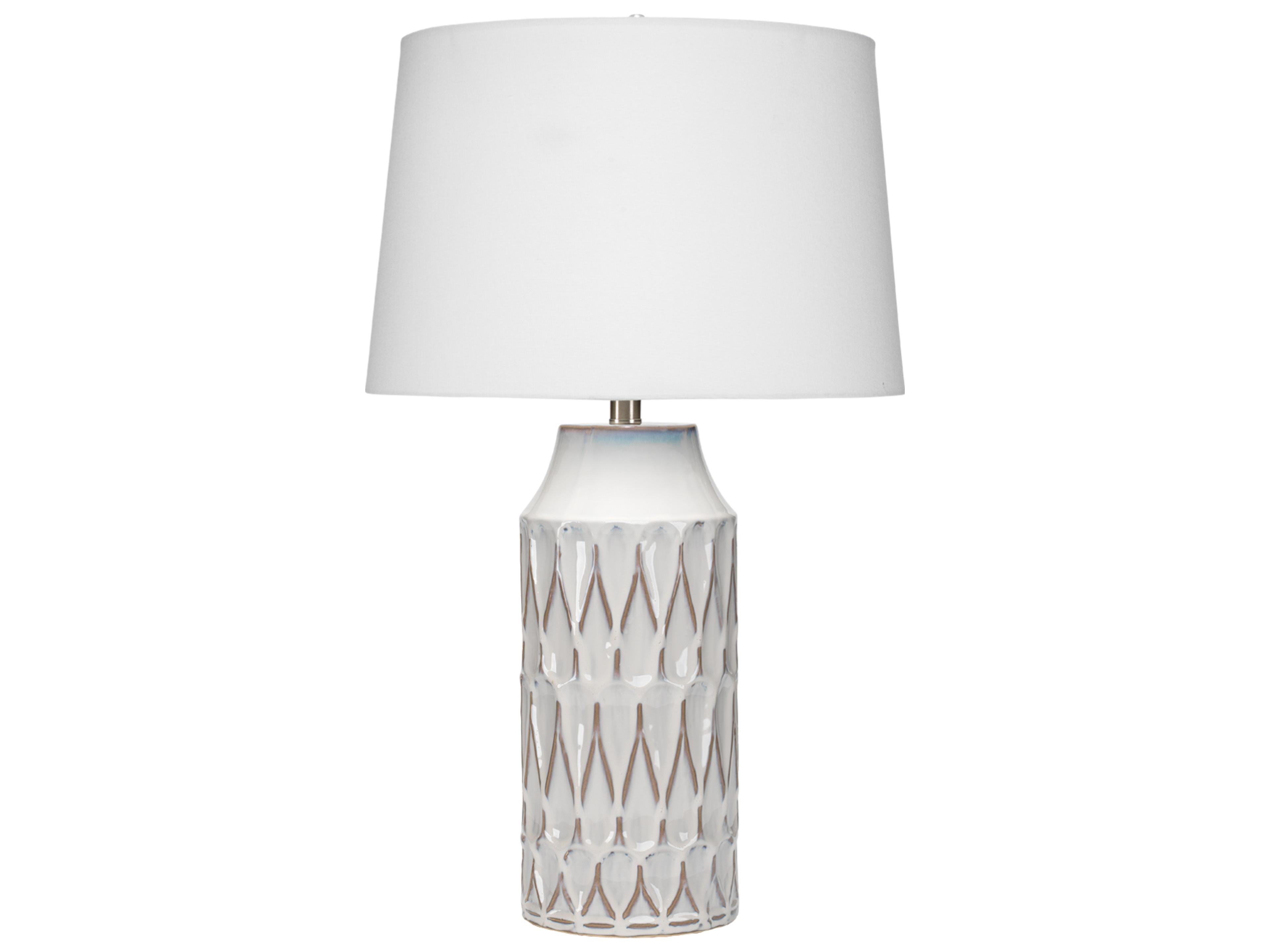 Jamie Young Dalia White Off Linen Tapered Buffet Lamp