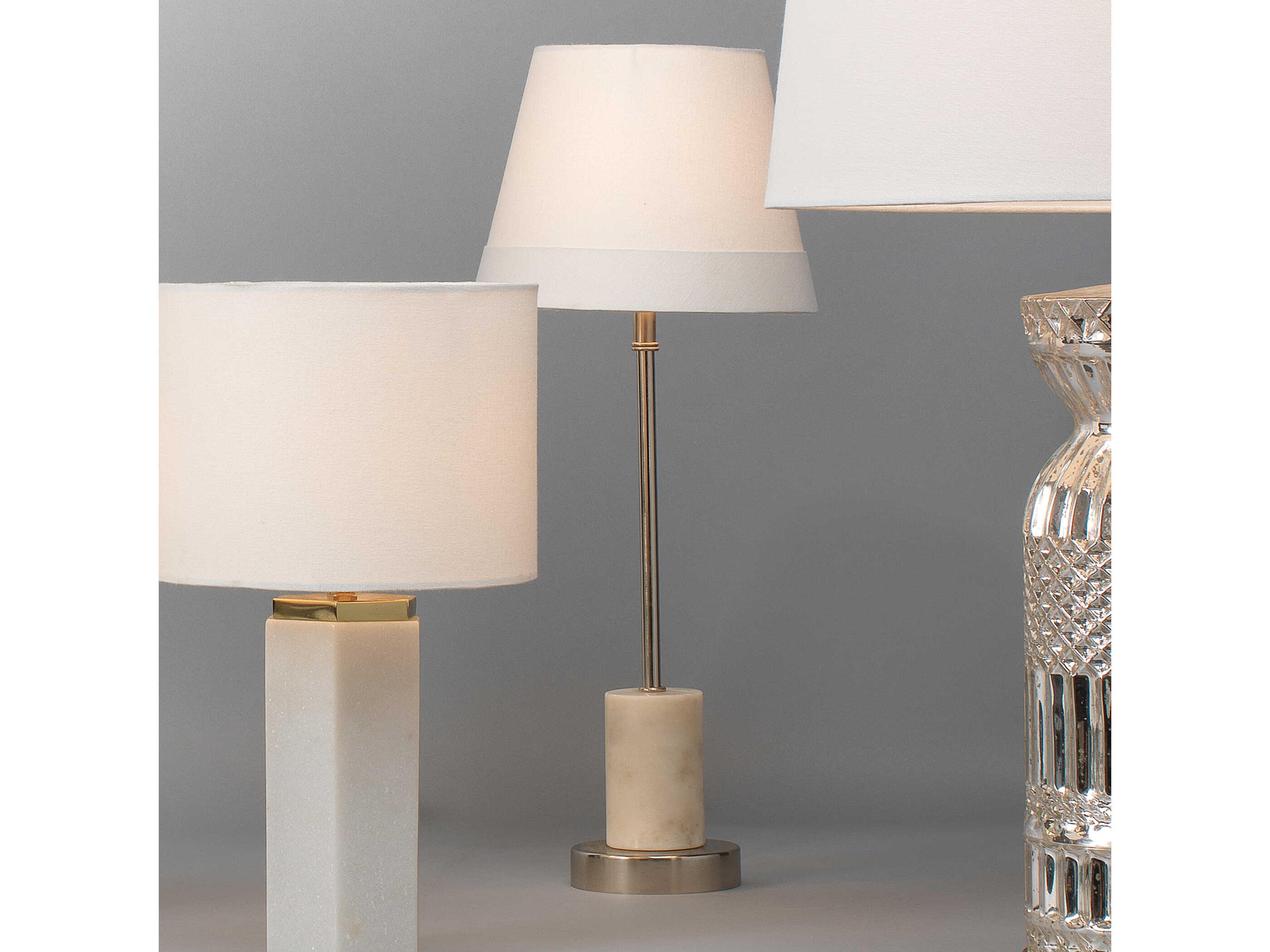 Jamie Young Darcey White Nickel Linen Cone Table Lamp