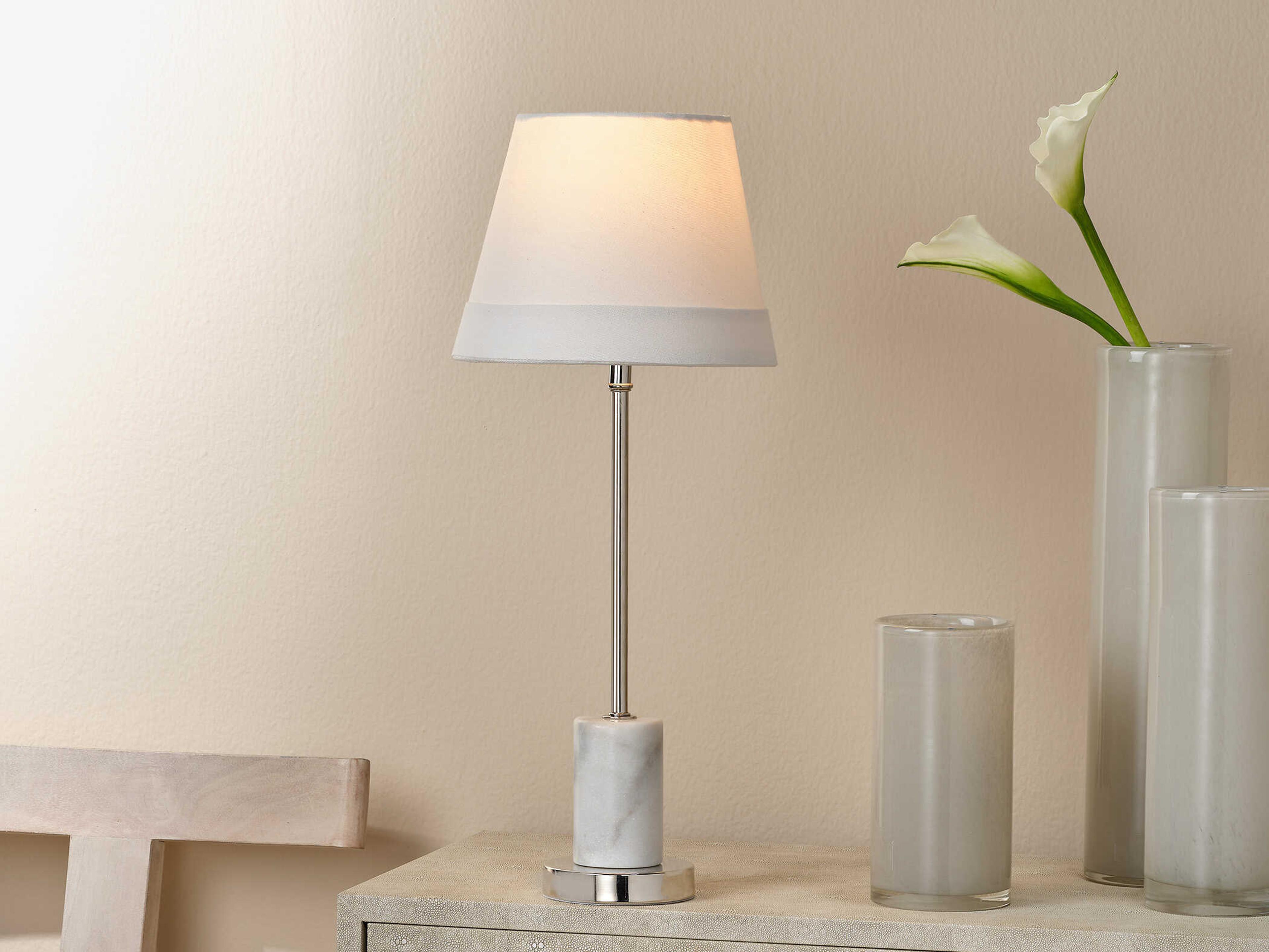 Jamie Young Darcey White Nickel Linen Cone Table Lamp
