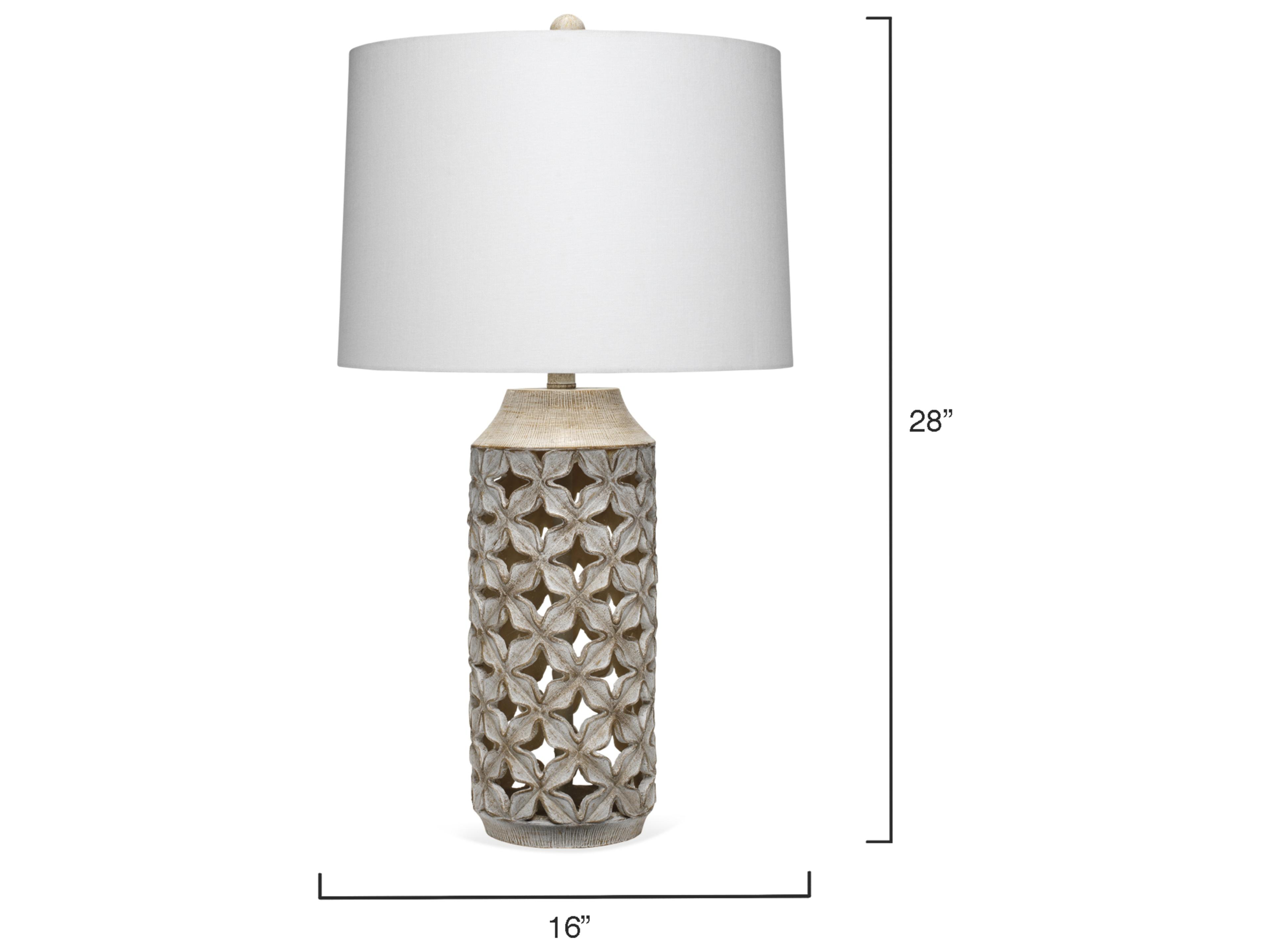 Jamie Young Flora White Wash Off Linen Tapered Buffet Lamp
