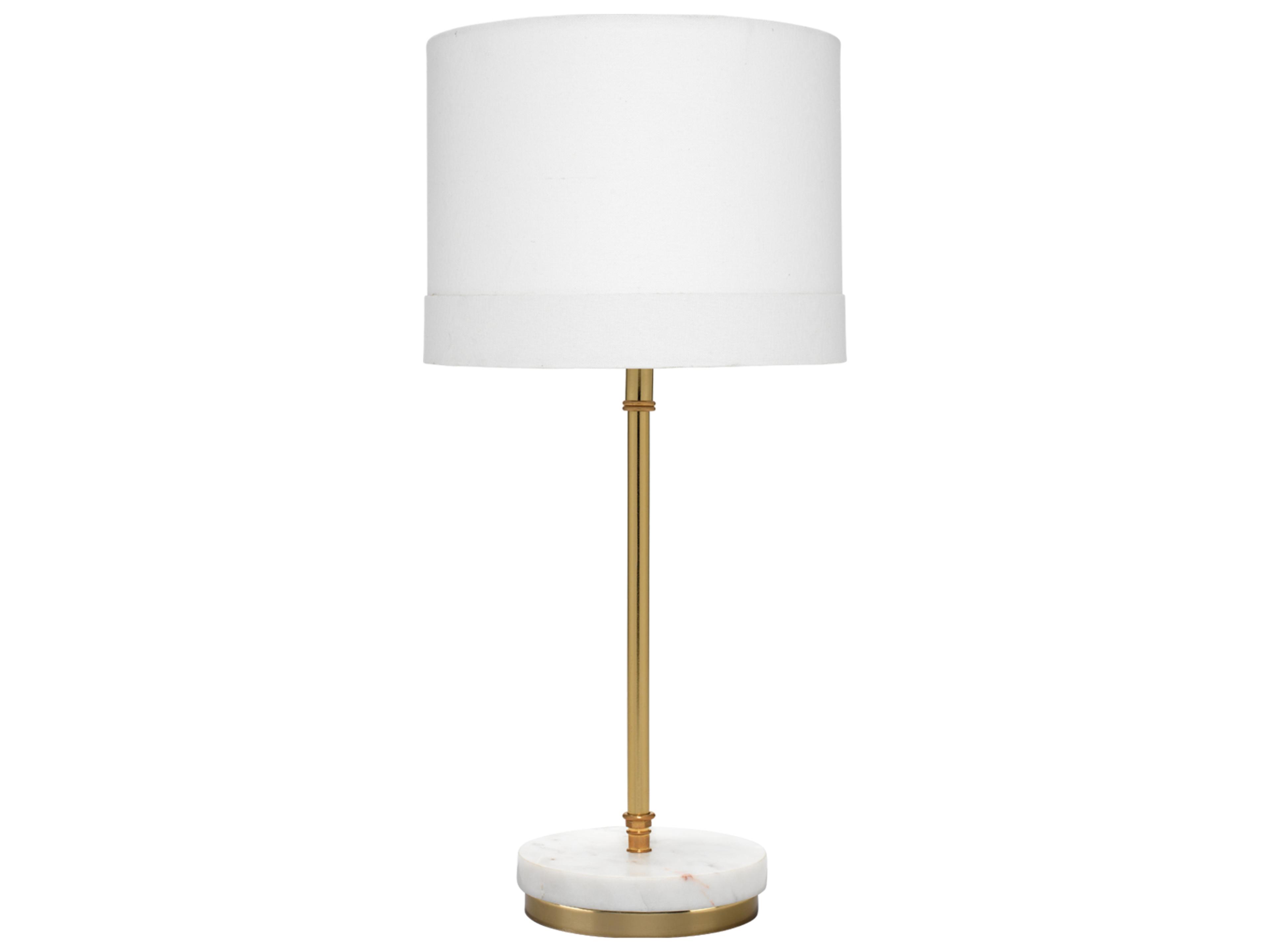 Jamie Young Grace Antique Brass Linen White Drum Table Lamp