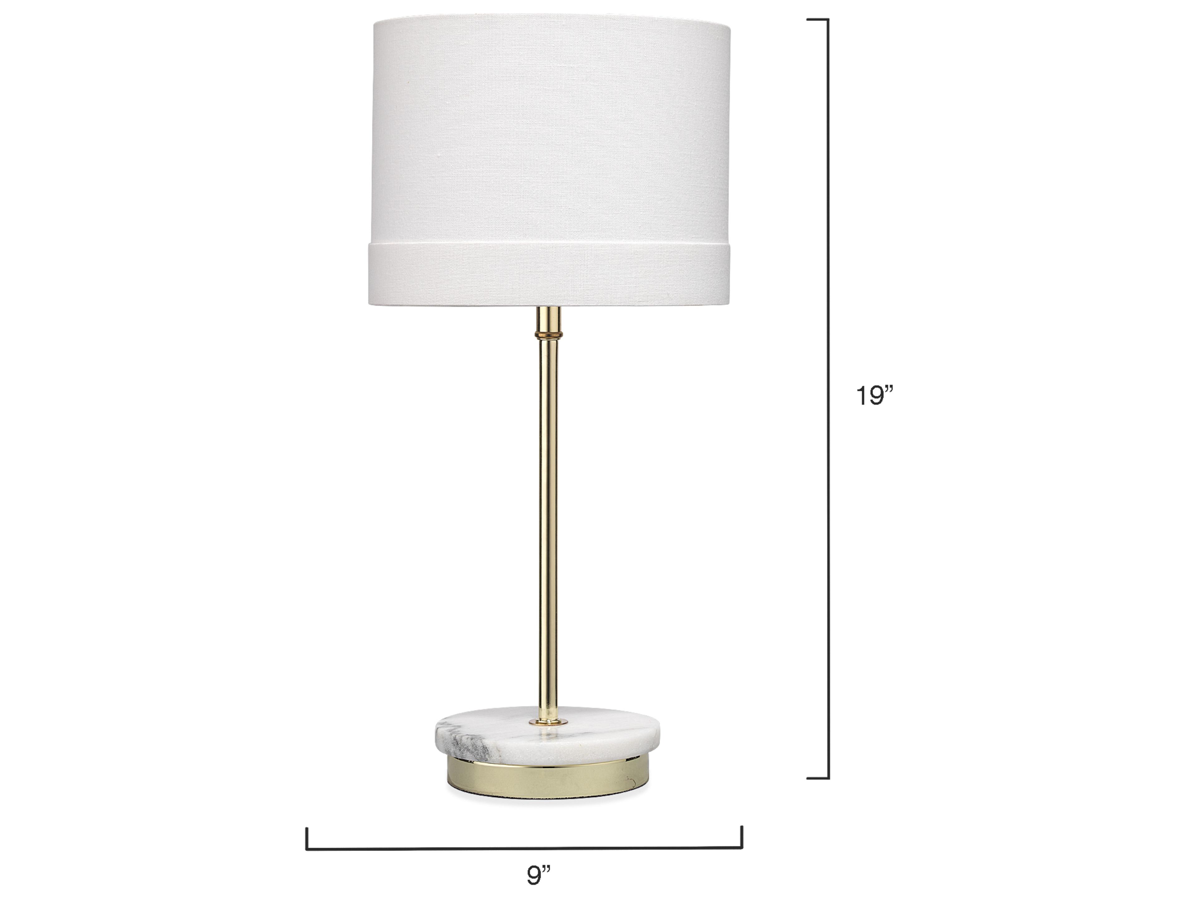 Jamie Young Grace Antique Brass Linen White Drum Table Lamp