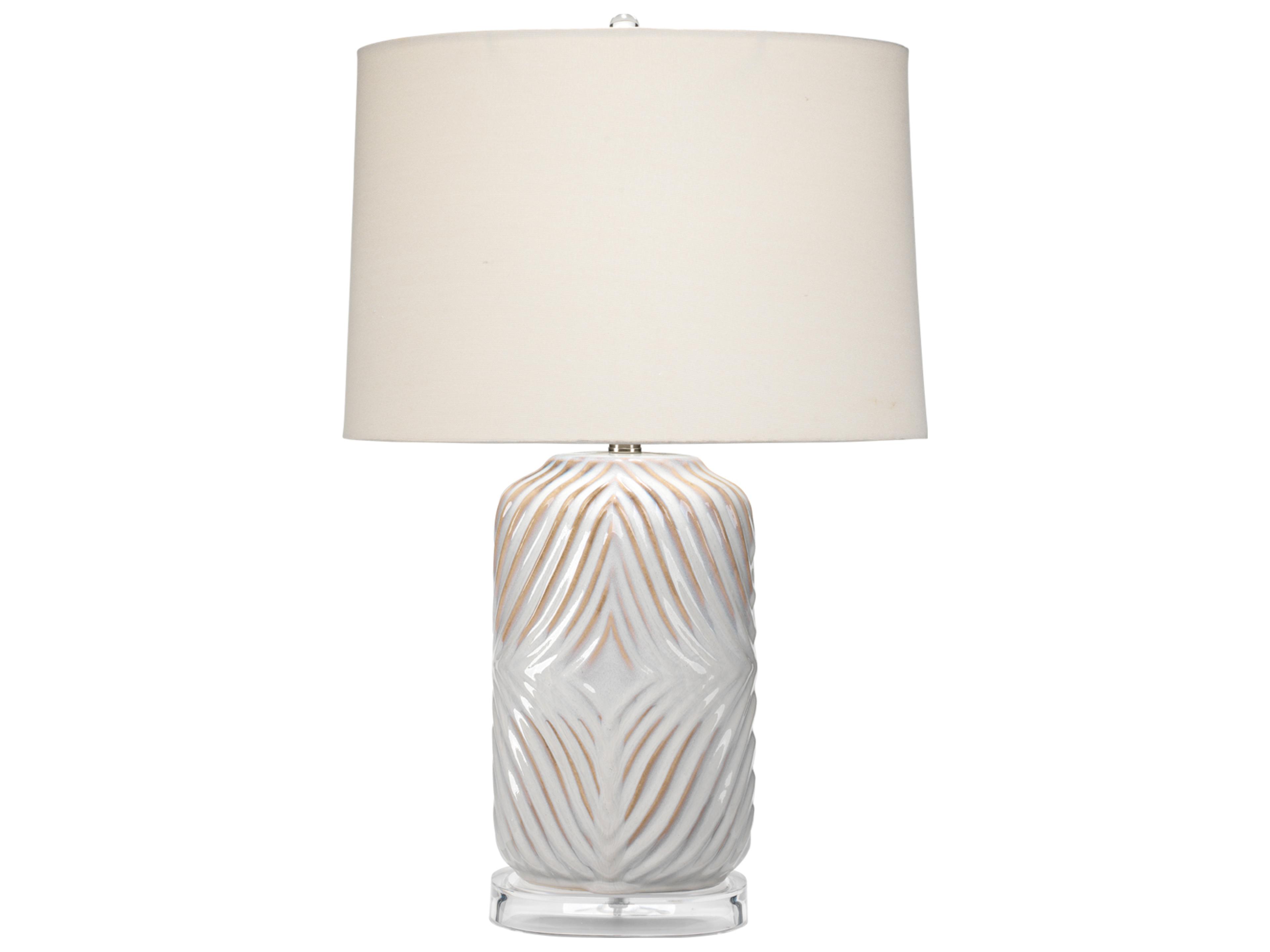 Jamie Young Harper White Linen Cream Tapered Buffet Lamp