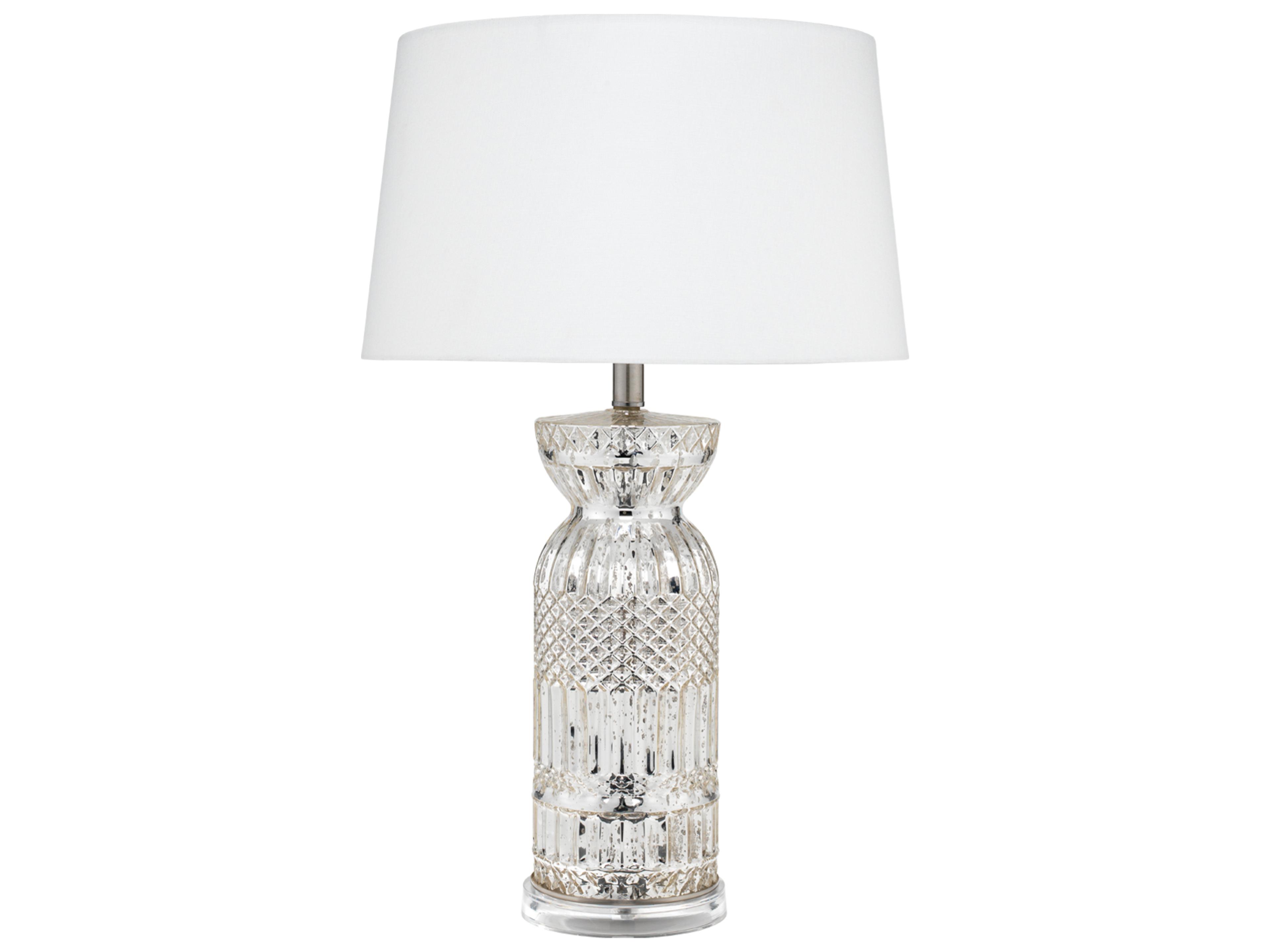 Jamie Young Isla Silver Off White Linen Tapered Buffet Lamp