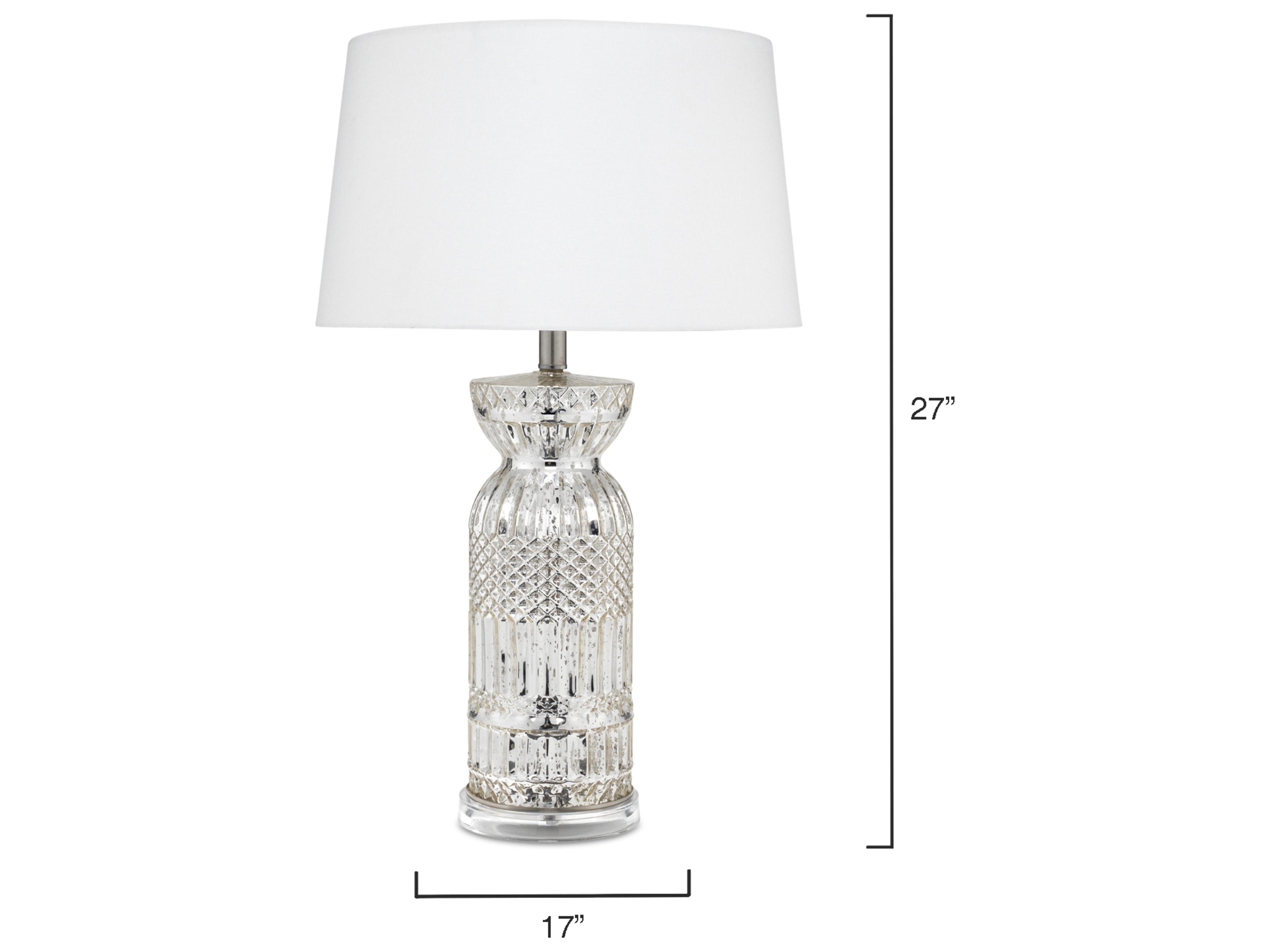 Jamie Young Isla Silver Off White Linen Tapered Buffet Lamp