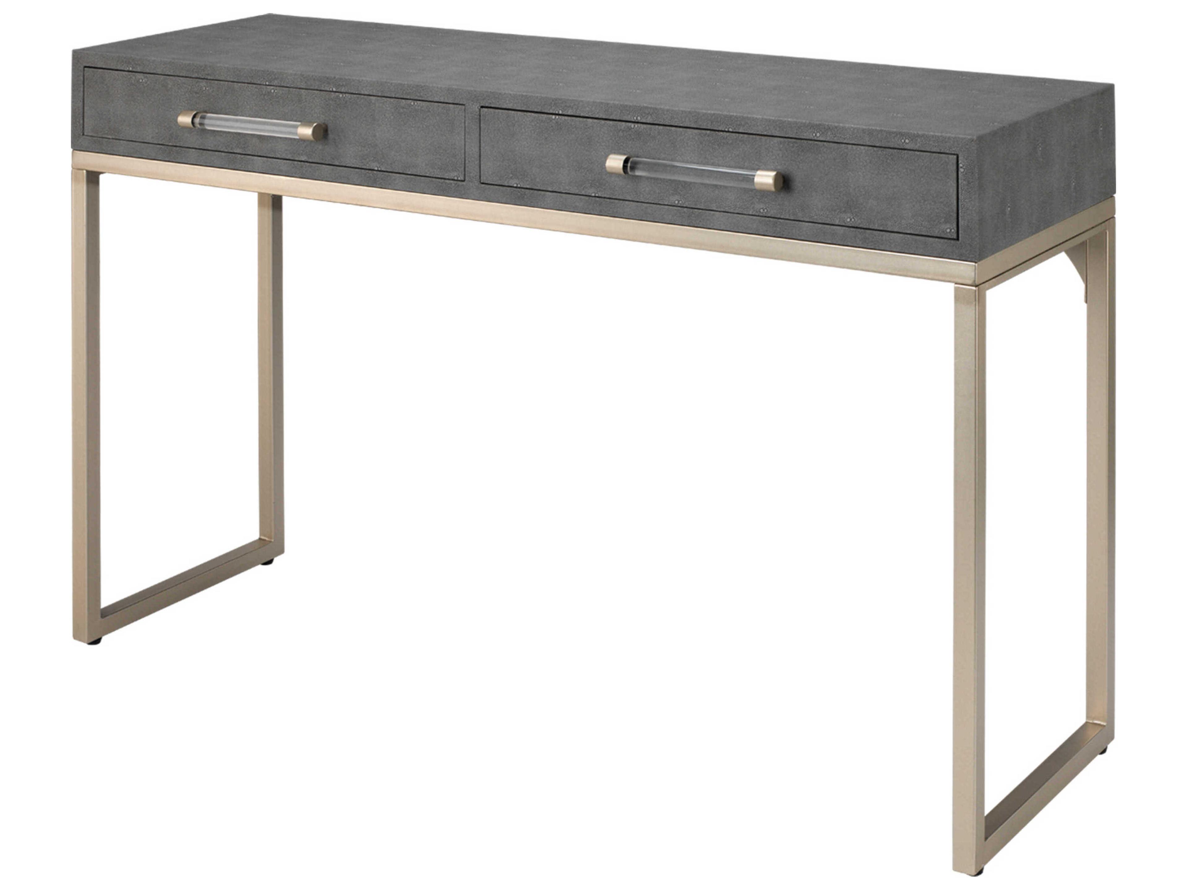 Kain Rectangular Faux Leather Grey Console Table