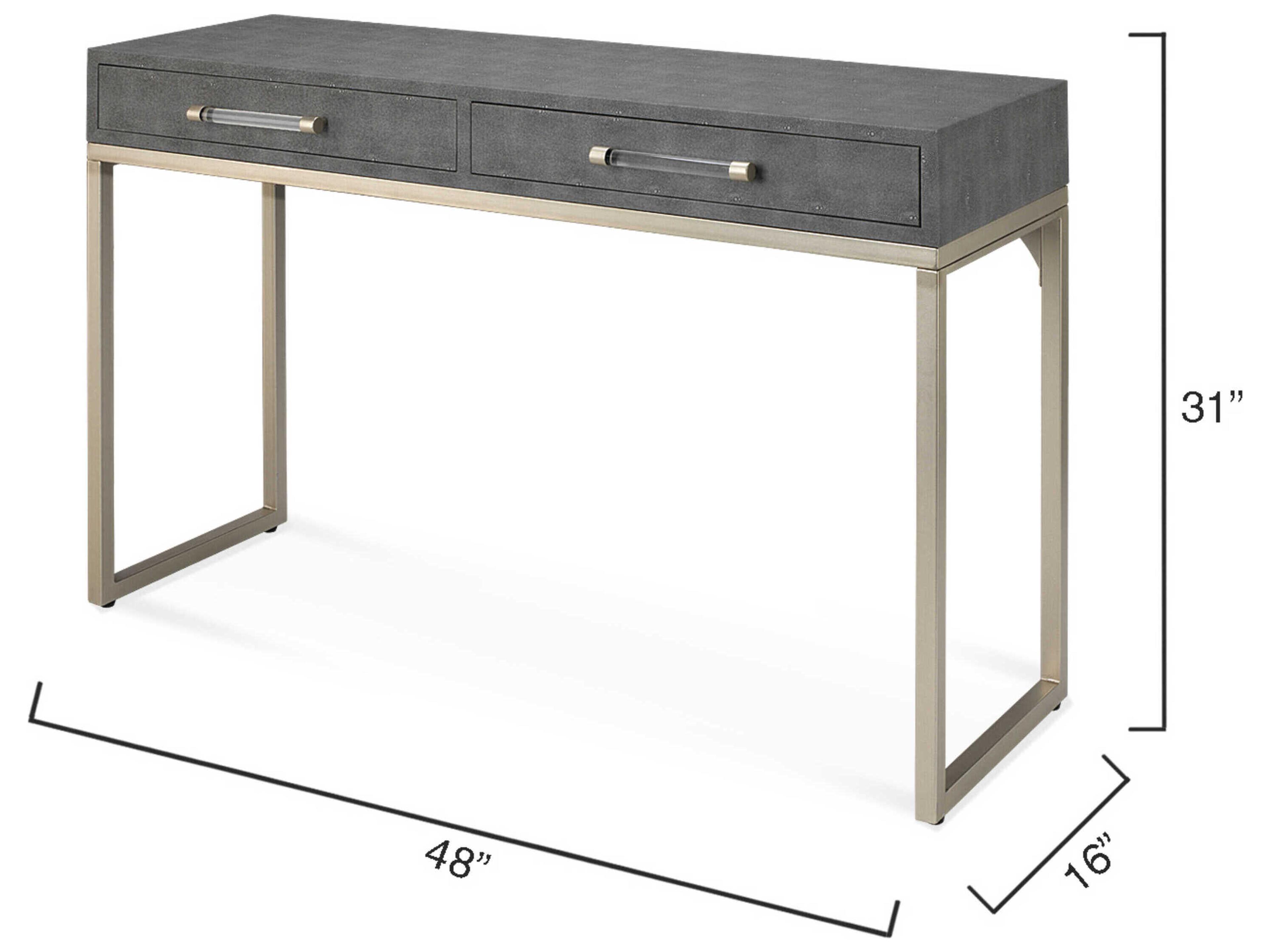 Jamie Young Kain Rectangular Faux Leather Grey Console Table