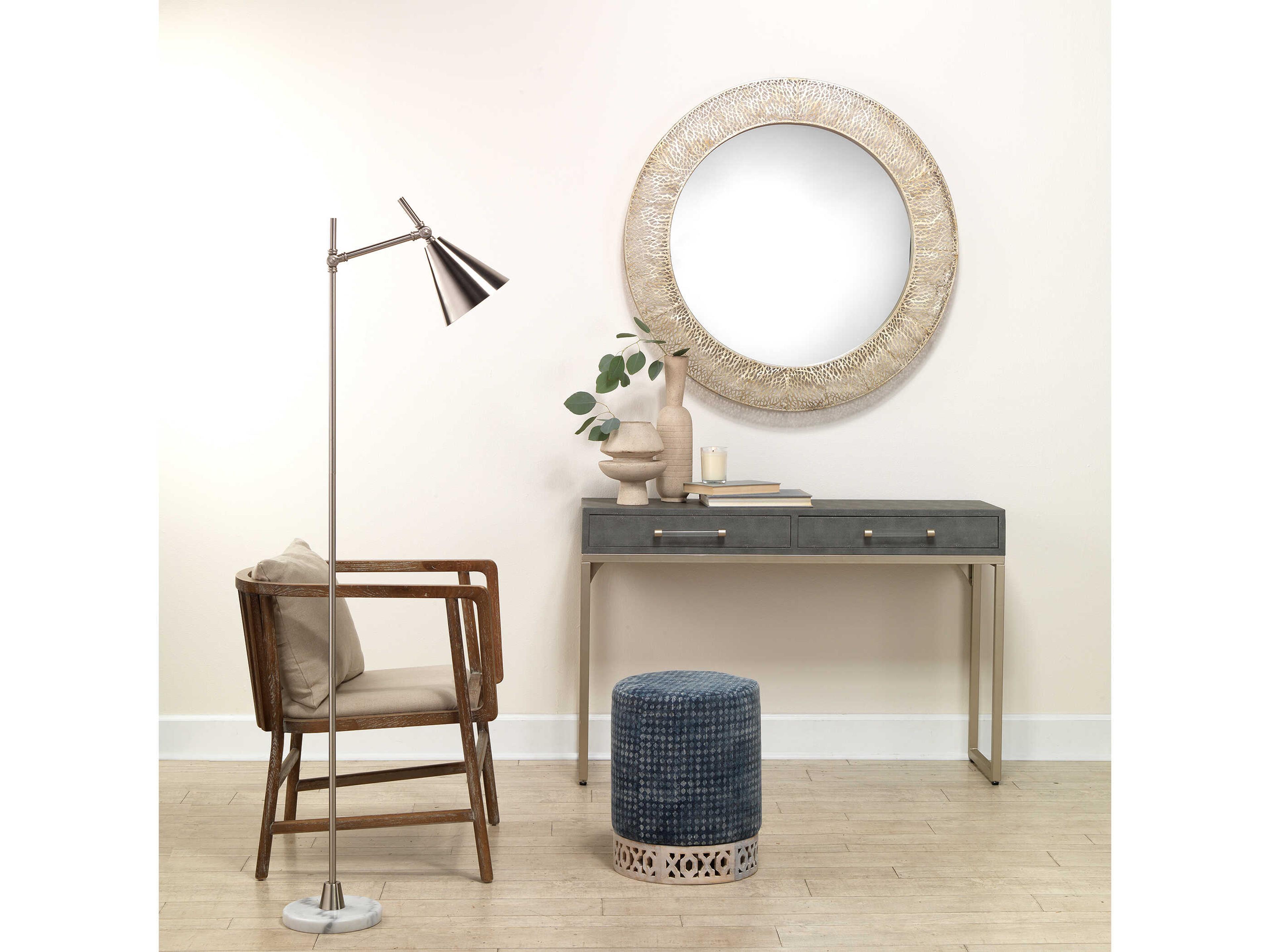 Jamie Young Kain Rectangular Faux Leather Grey Console Table