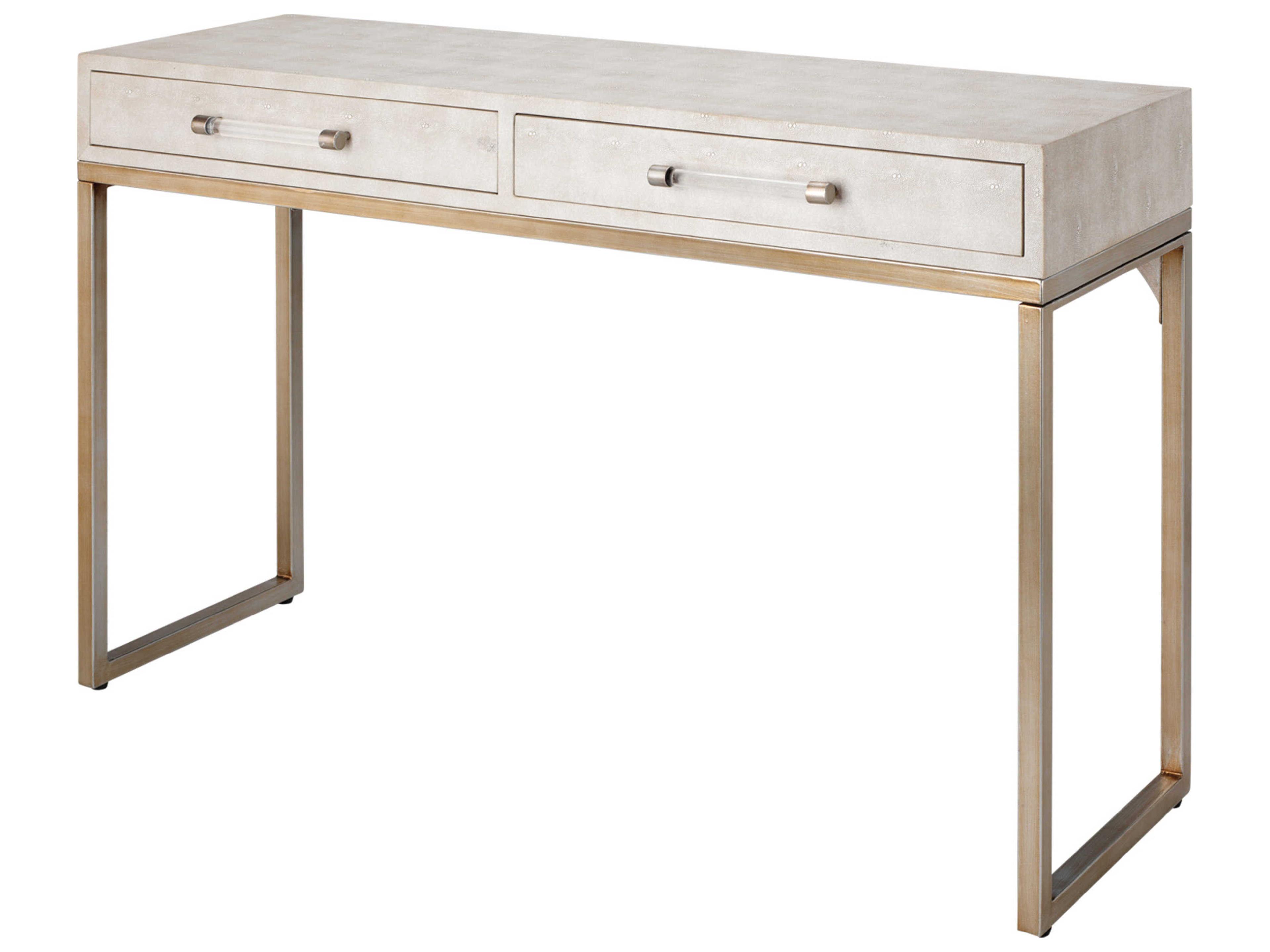 Kain Rectangular Faux Leather Cream Console Table