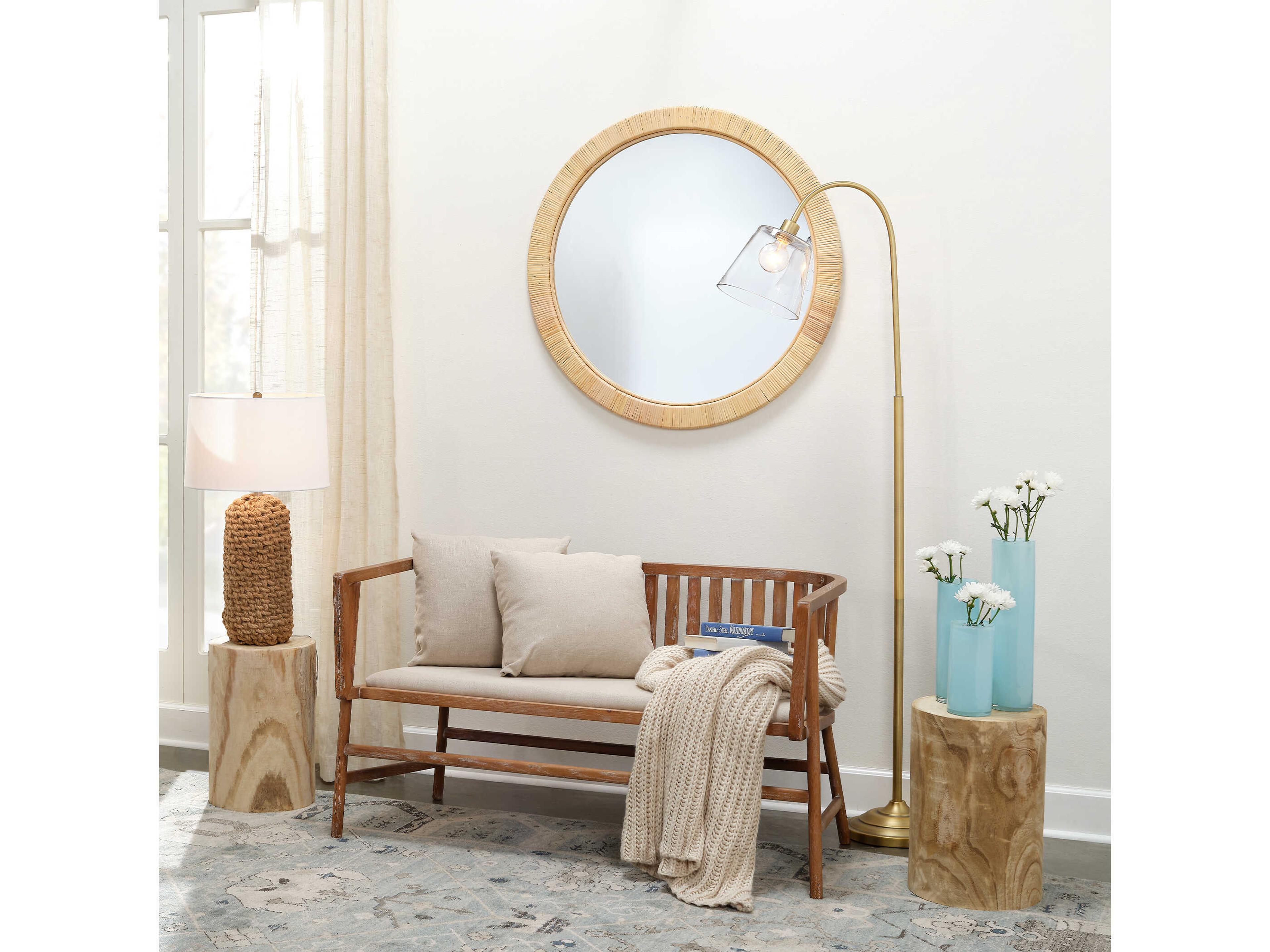 Jamie Young Lawrence Brown Off White Linen Tapered Buffet Lamp