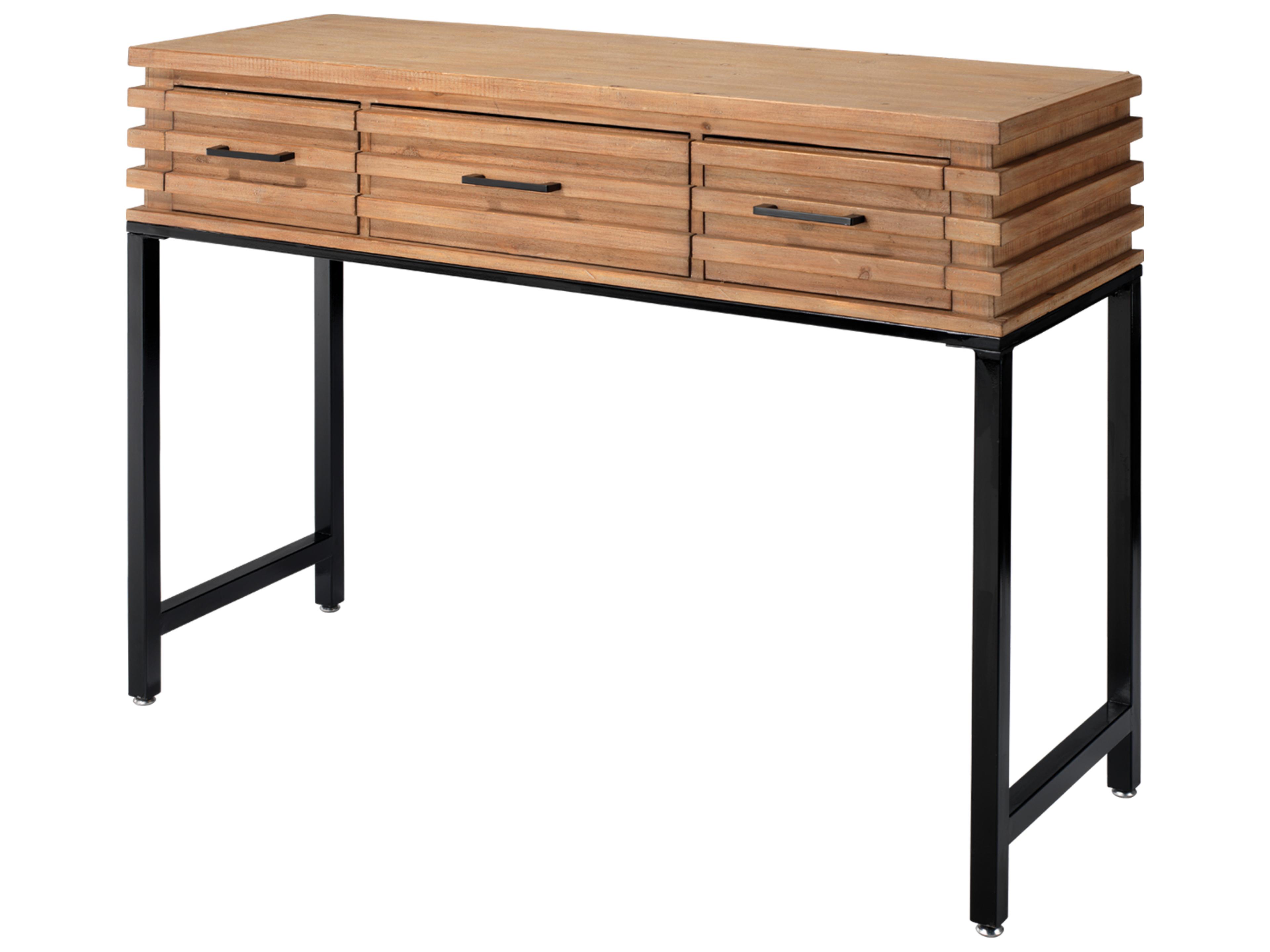 Logan Rectangular Wood Brown Black Console Table