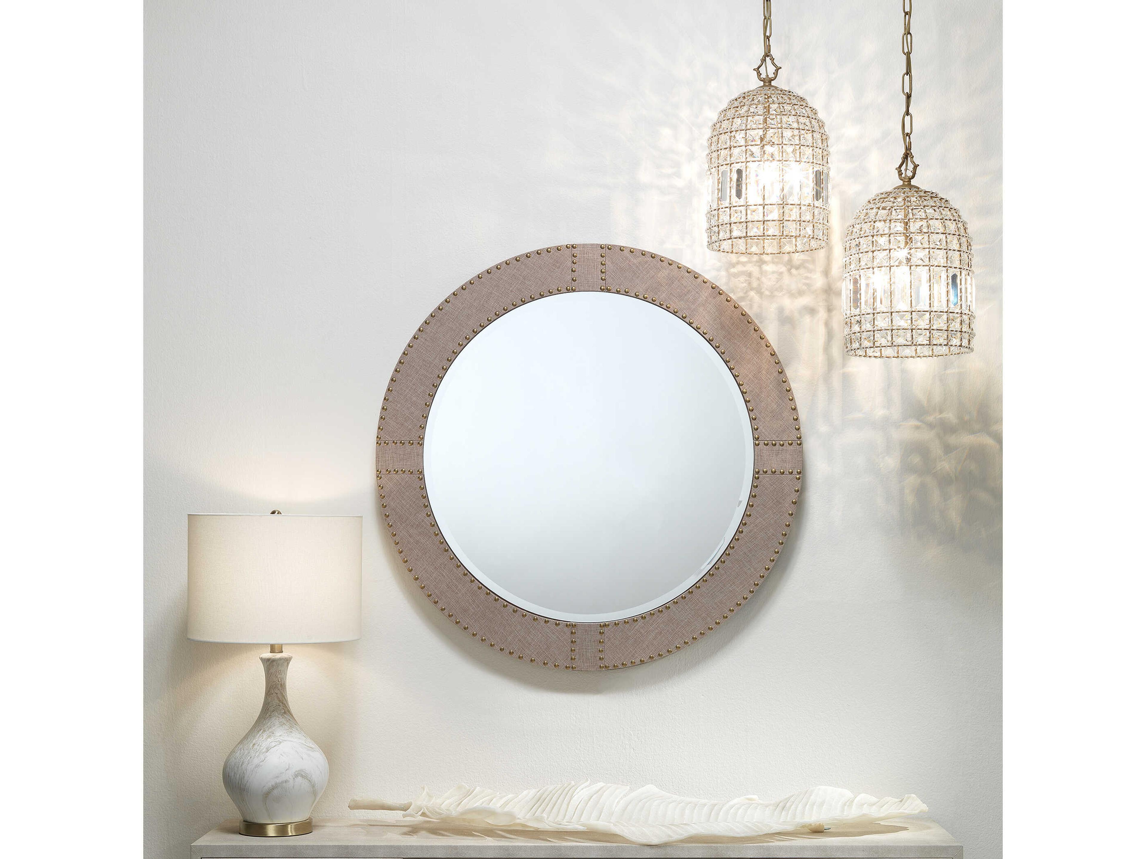 Jamie Young Mila Grey Linen White Drum Buffet Lamp