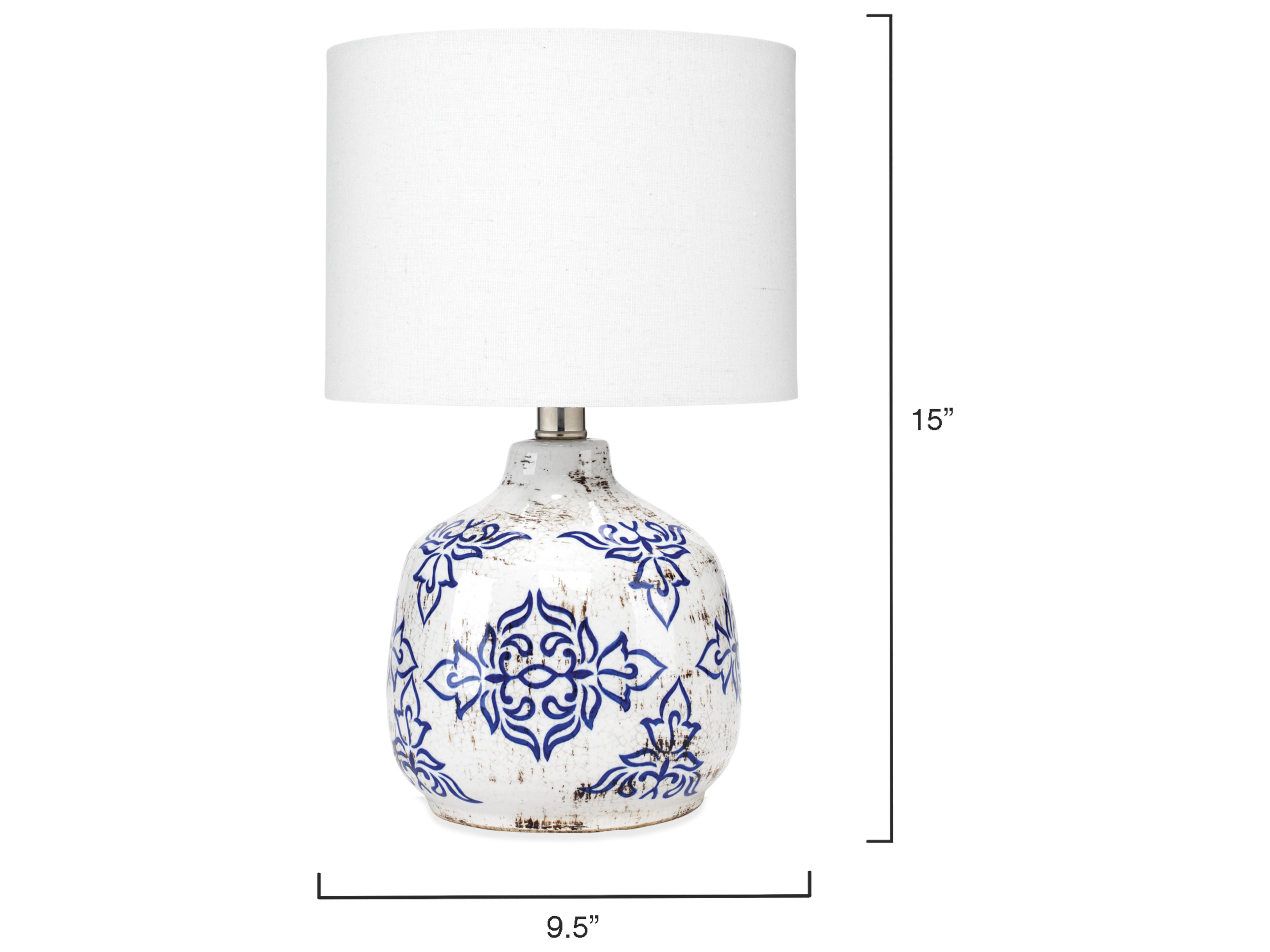 Jamie Young Ruby Blue Cream Cotton Drum Table Lamp