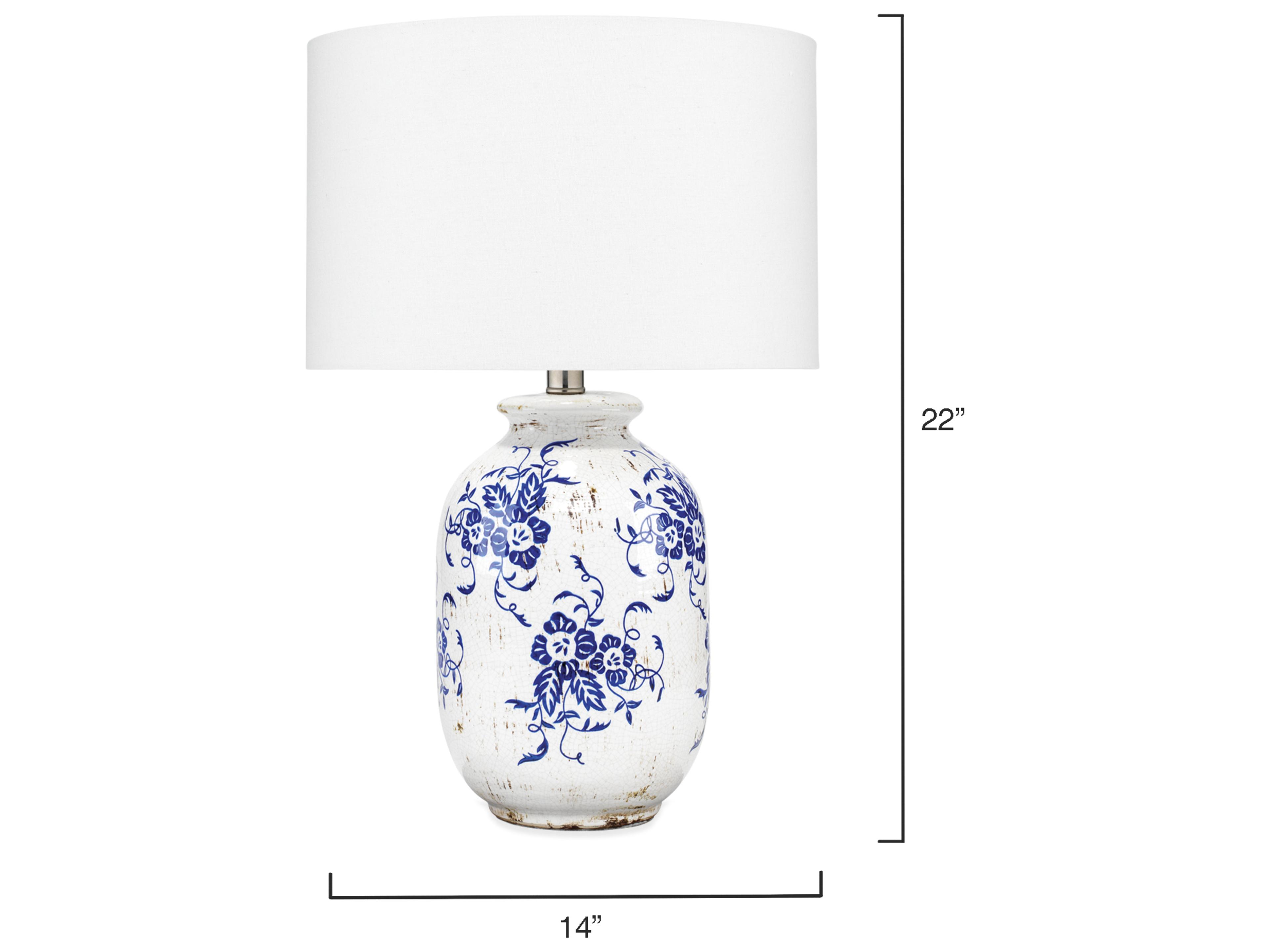 Jamie Young Ruth Blue Cream Cotton Drum Table Lamp