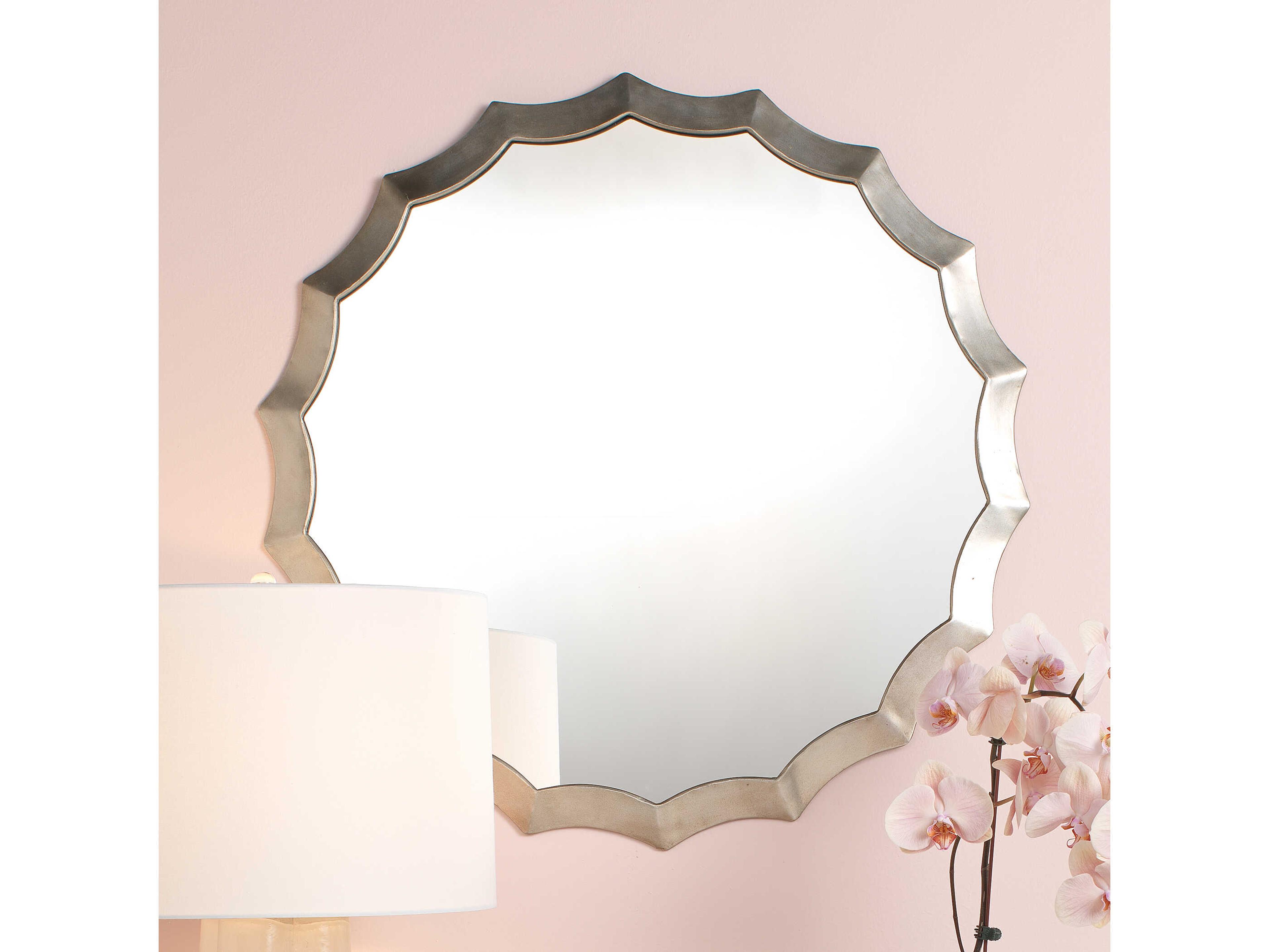 Jamie Young Antique Silver Round Wall Mirror