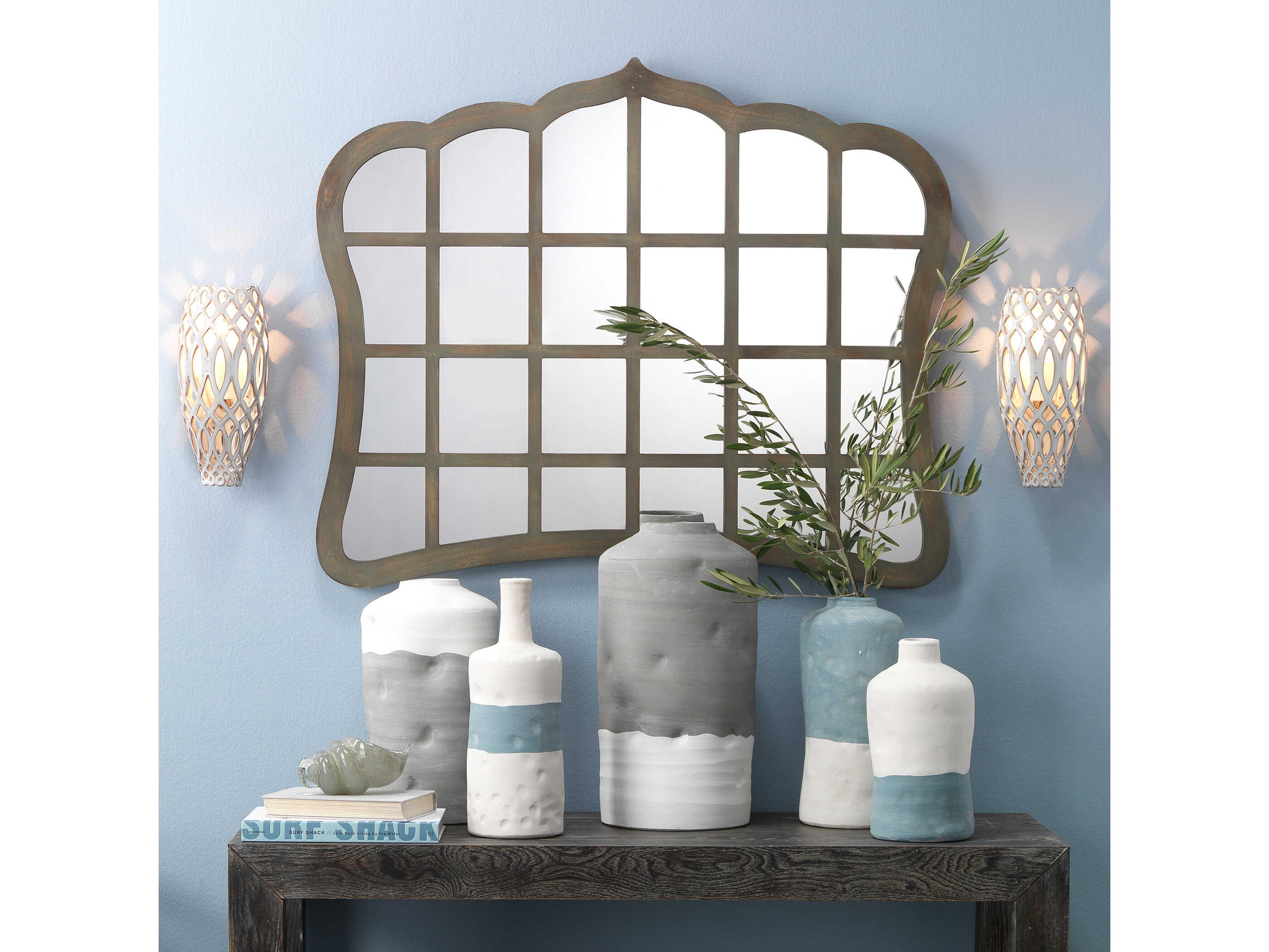 Jamie Young Window Antique Grey Wall Mirror