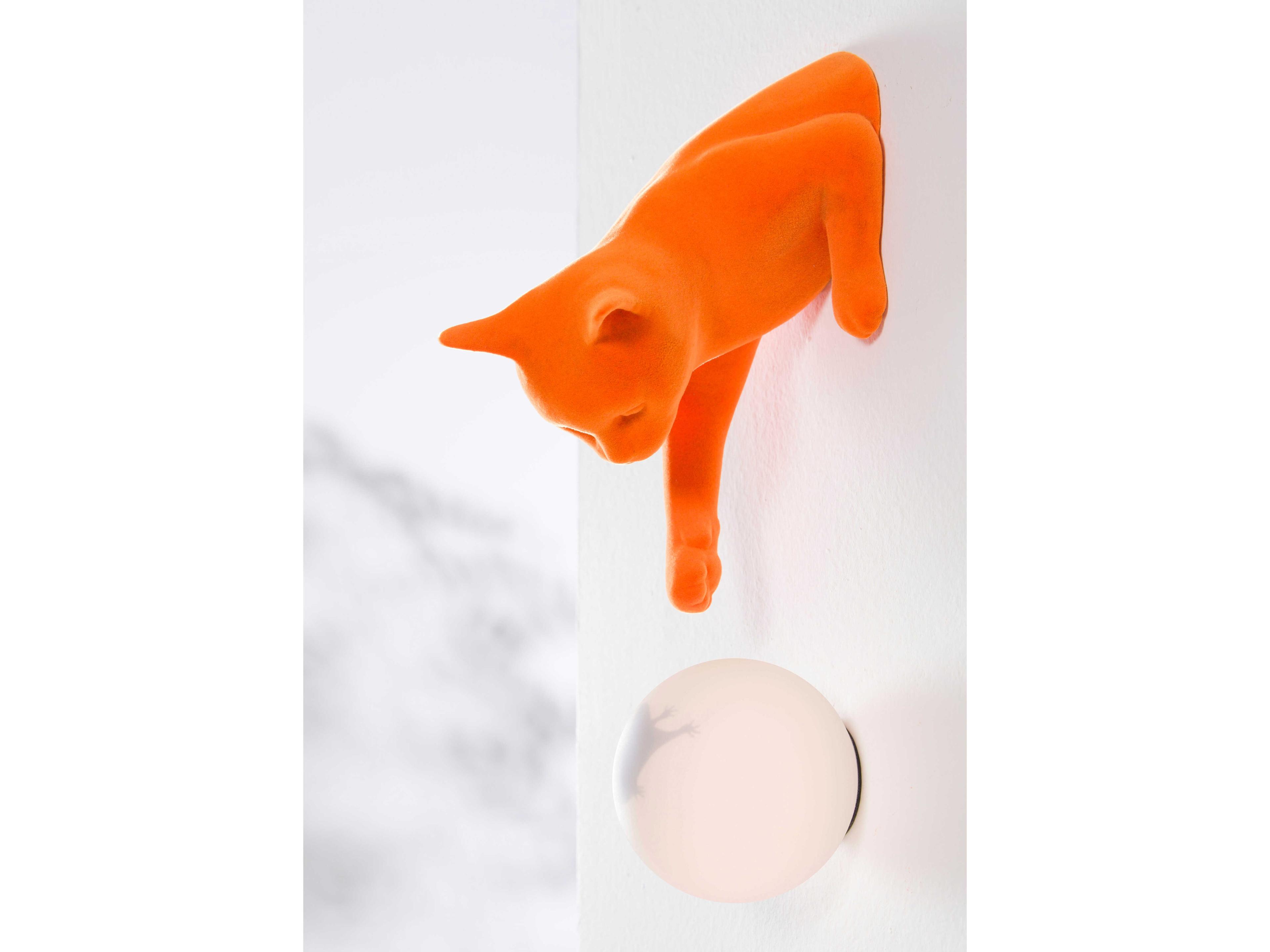 Maoo Wall Lamp from the Zoo Collection in Flocked Orange