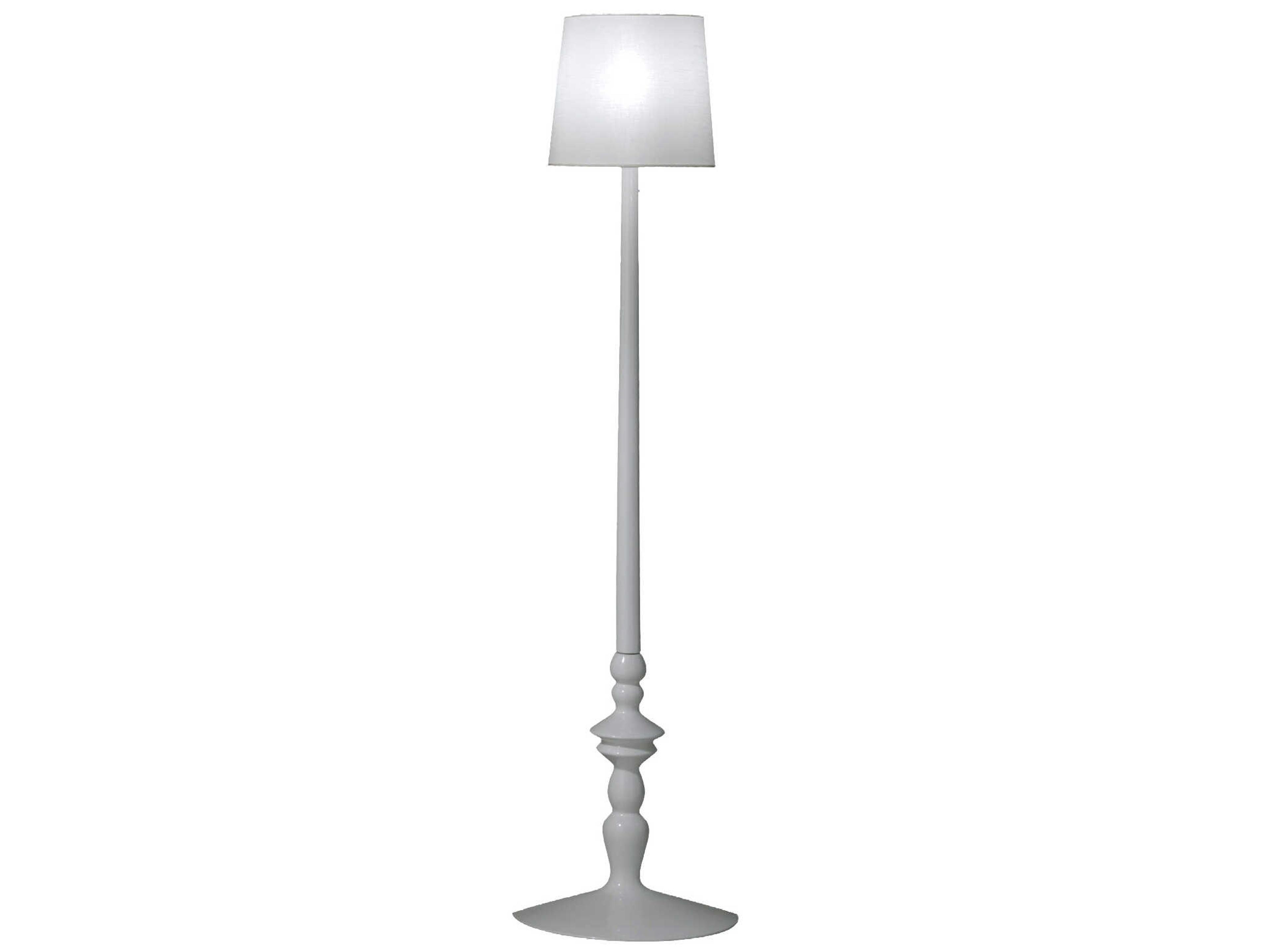 Alì e Babà Floor Lamp in White Ceramic and Linen