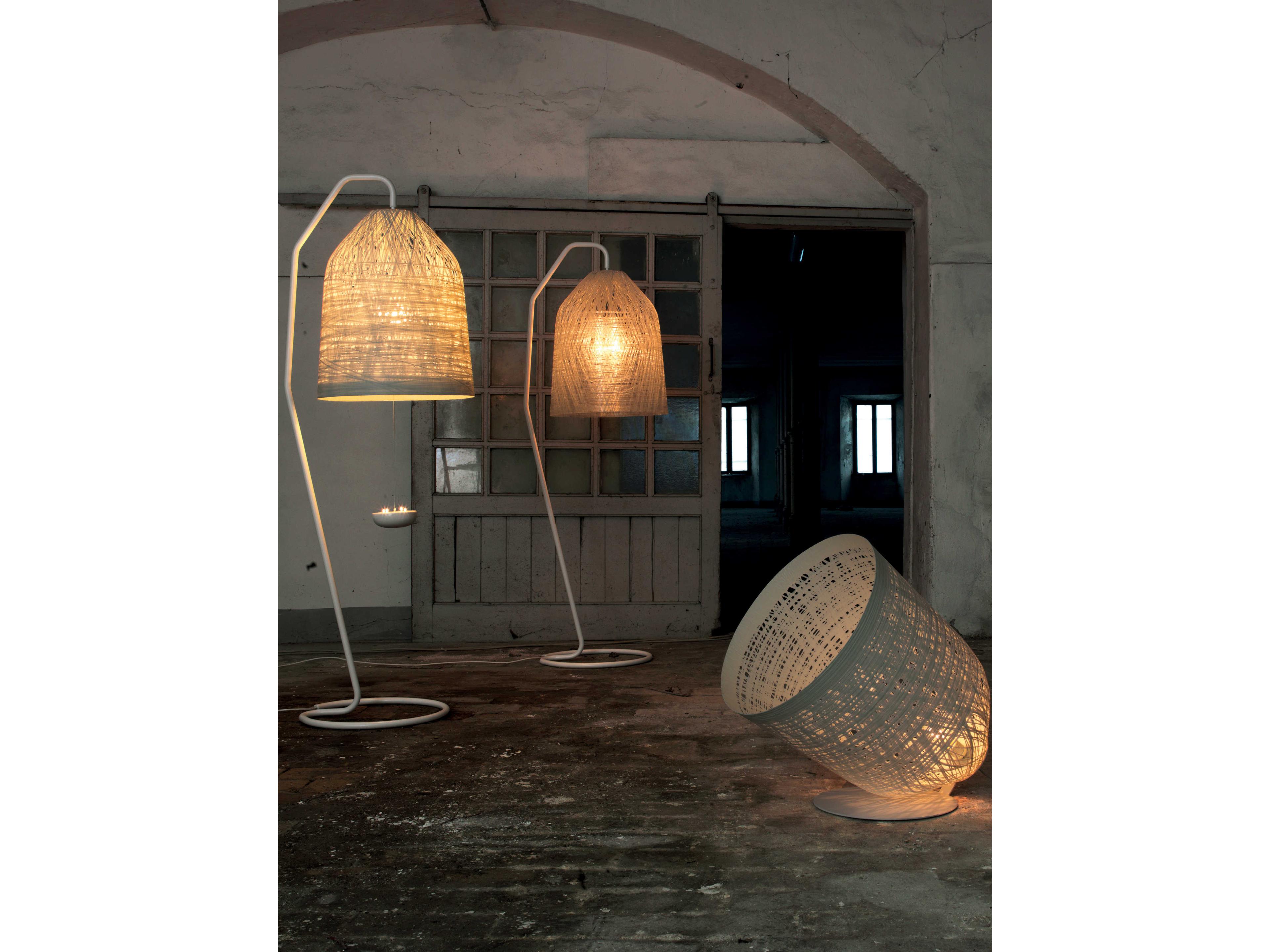 Karman Black Out LED Matt White Floor Lamp with Shade