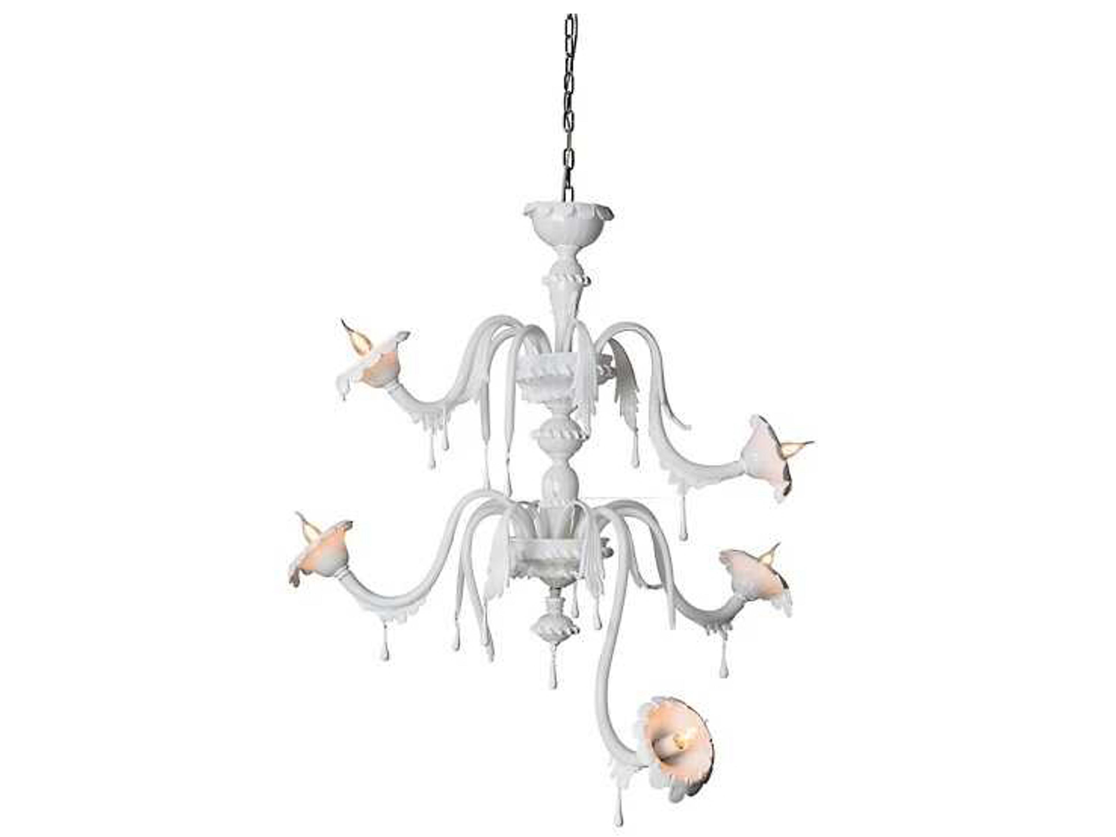 Au-revoir 5-Light White Opalinen Chandelier
