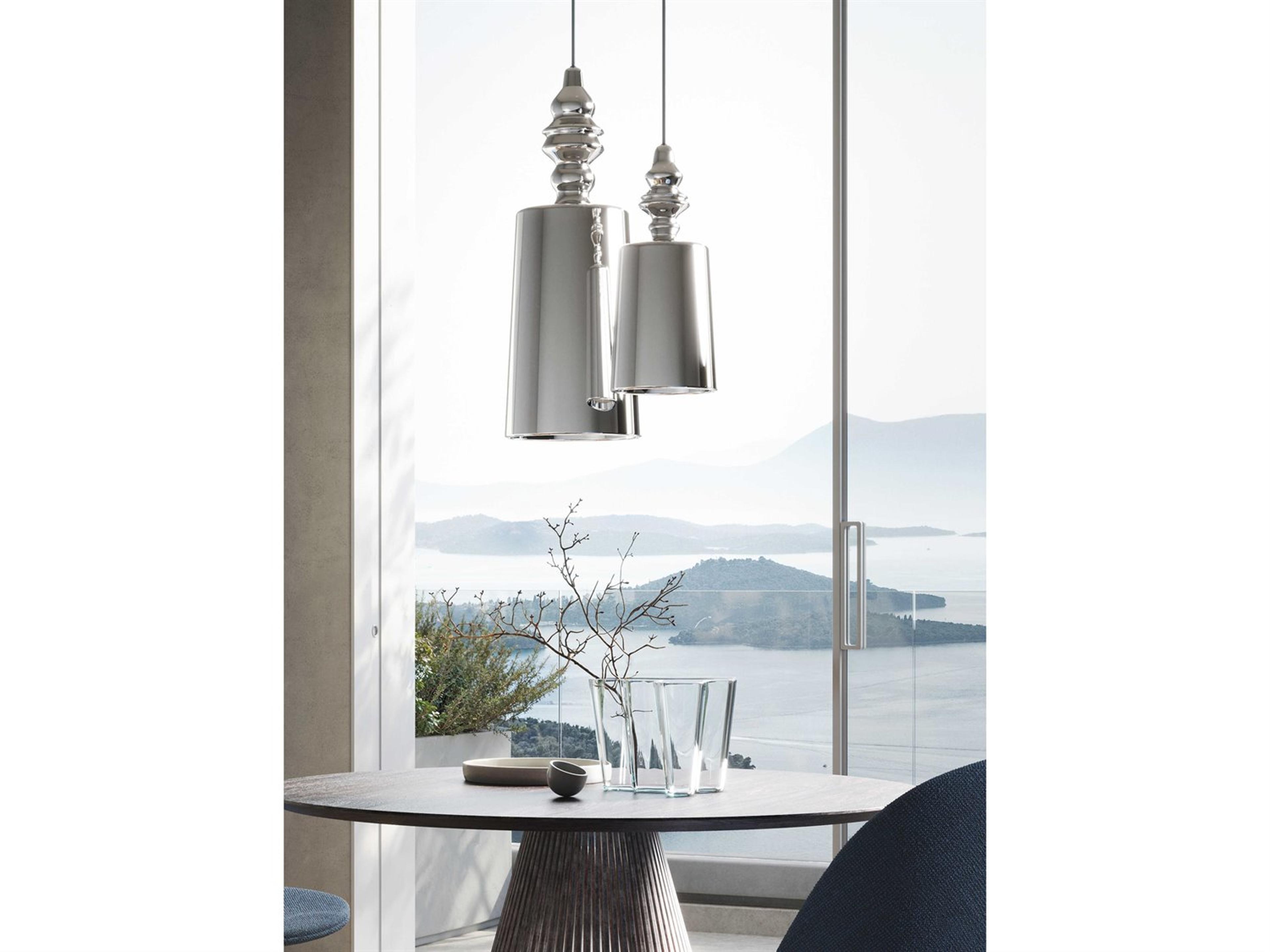 Karman Alibaglass 1-Light Chrome Cylinder Mini Pendant
