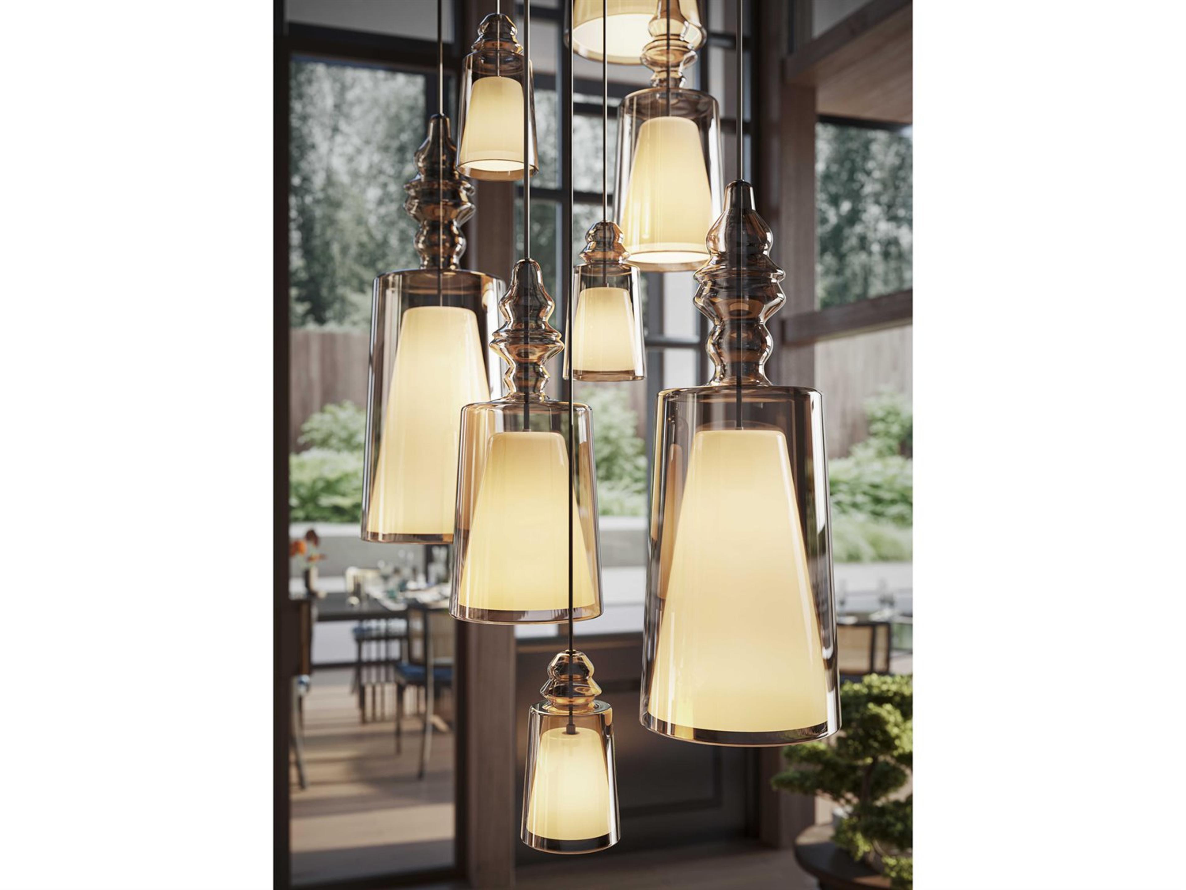 Karman Alibaglass 1-Light Bronze Cylinder Mini Pendant