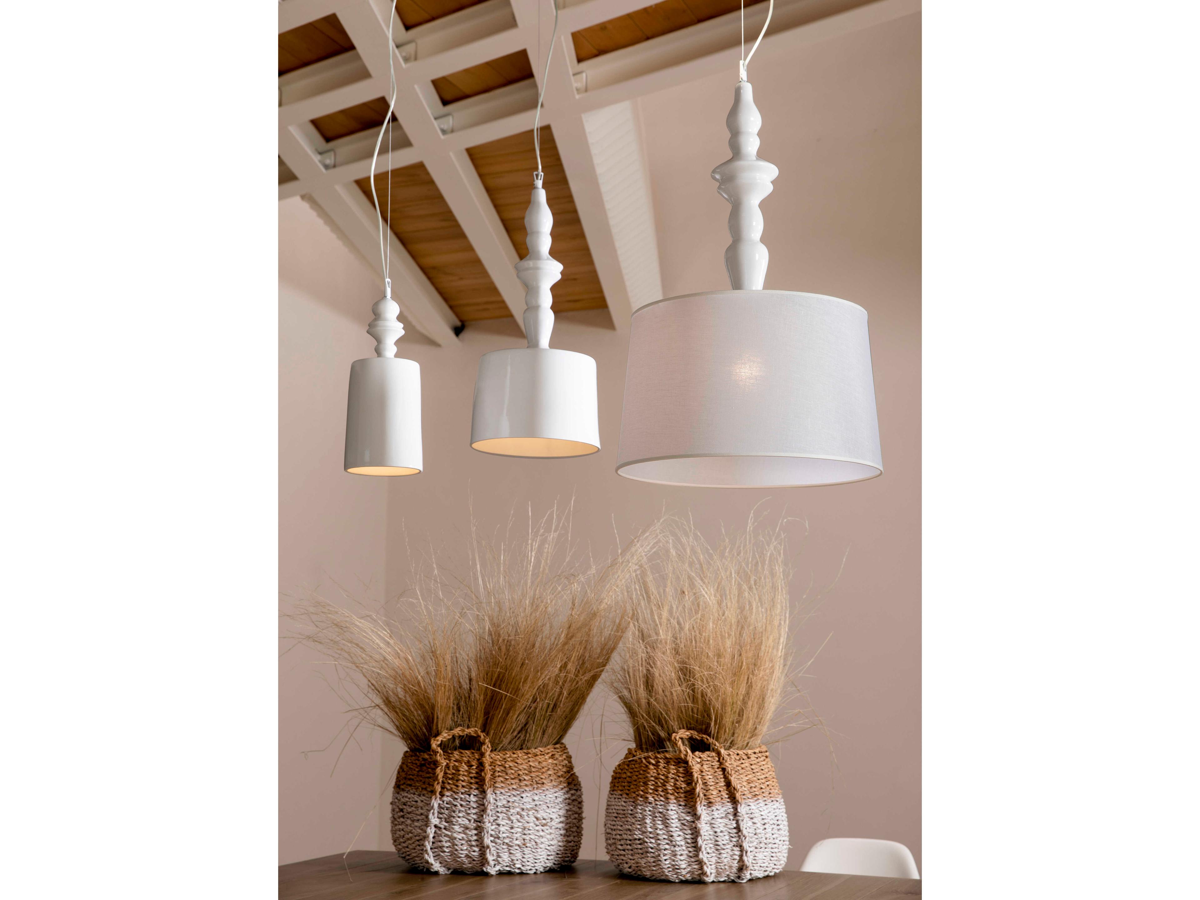 Karman Ali E Baba 1-Light White Drum Pendant