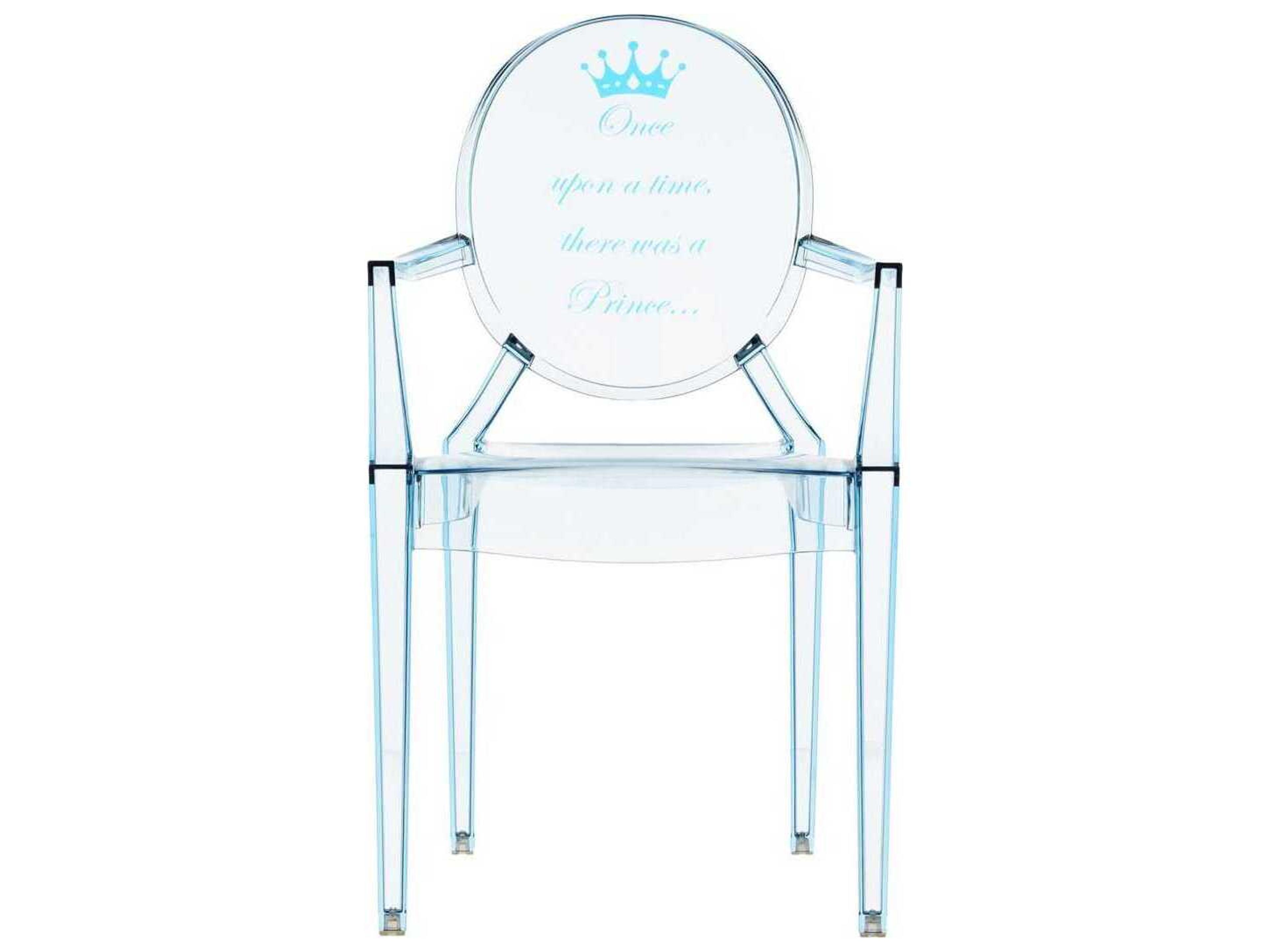 Kartell Outdoor Lou Lou Ghost Blue Transparent Prince Print Child's Chair