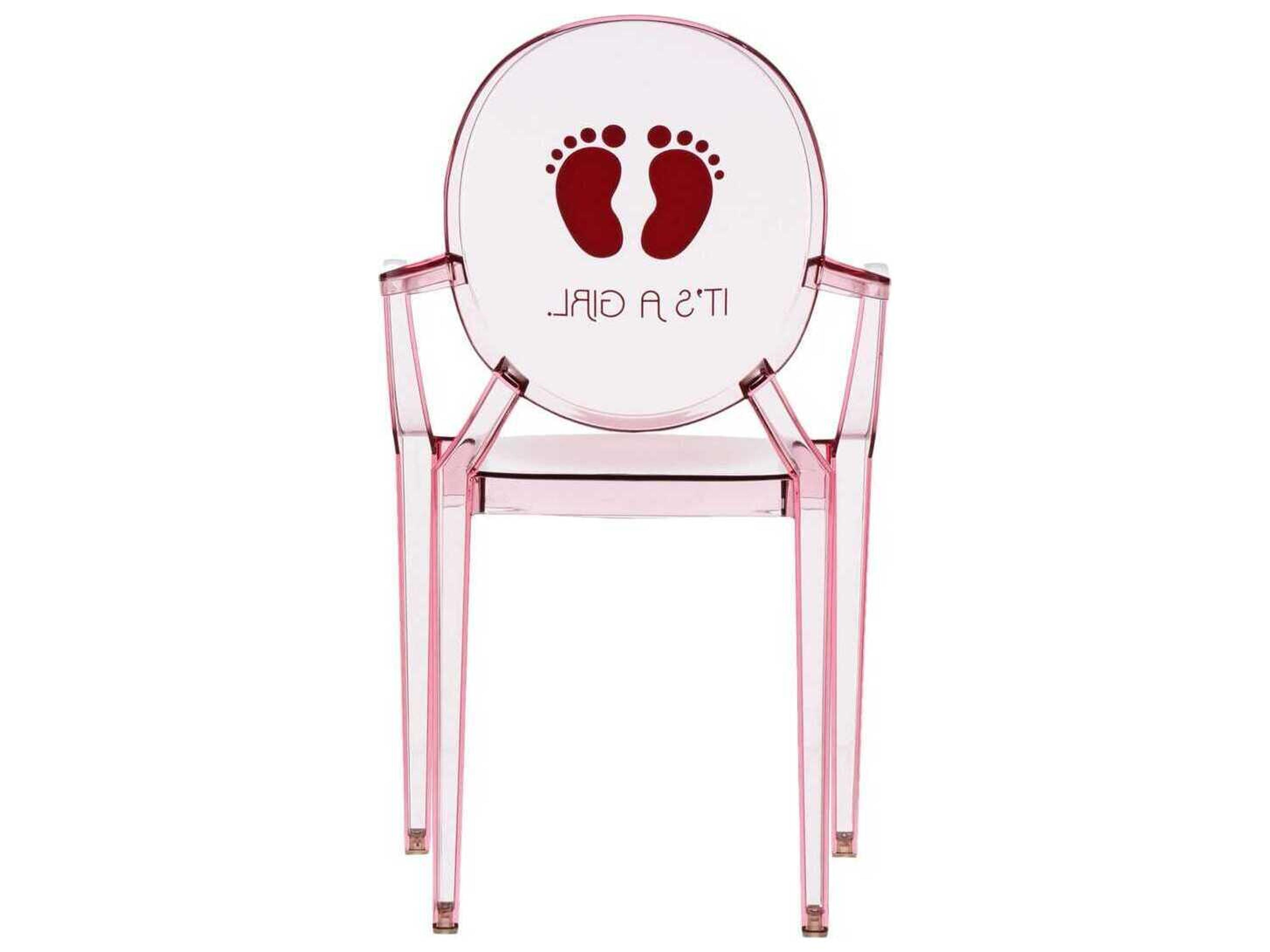 Kartell Outdoor Lou Lou Ghost Pink Transparent It's a girl Print Child's Chair
