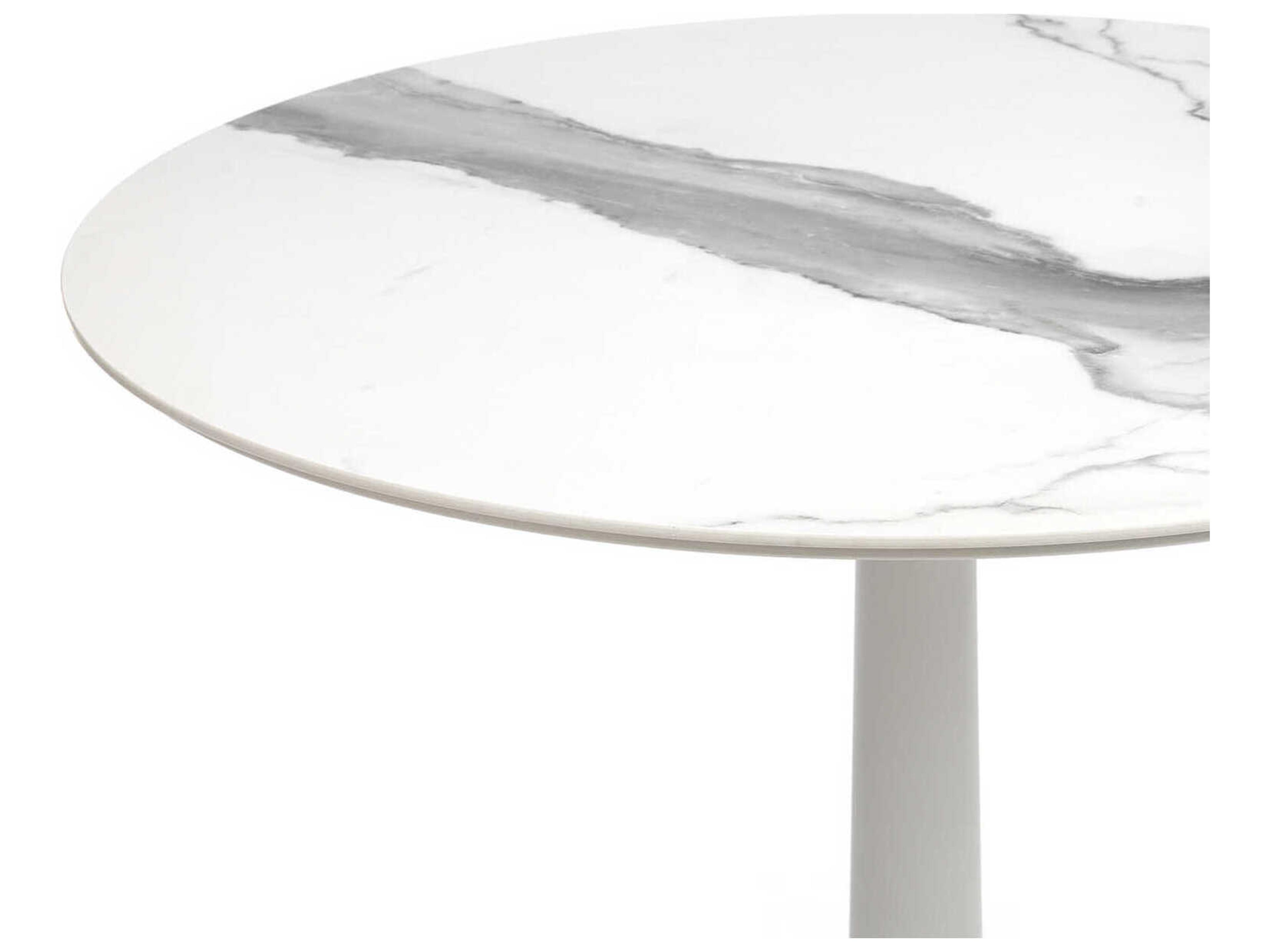 Kartell Outdoor Multiplo White Marble Die-Cast Aluminum Round Dining Table