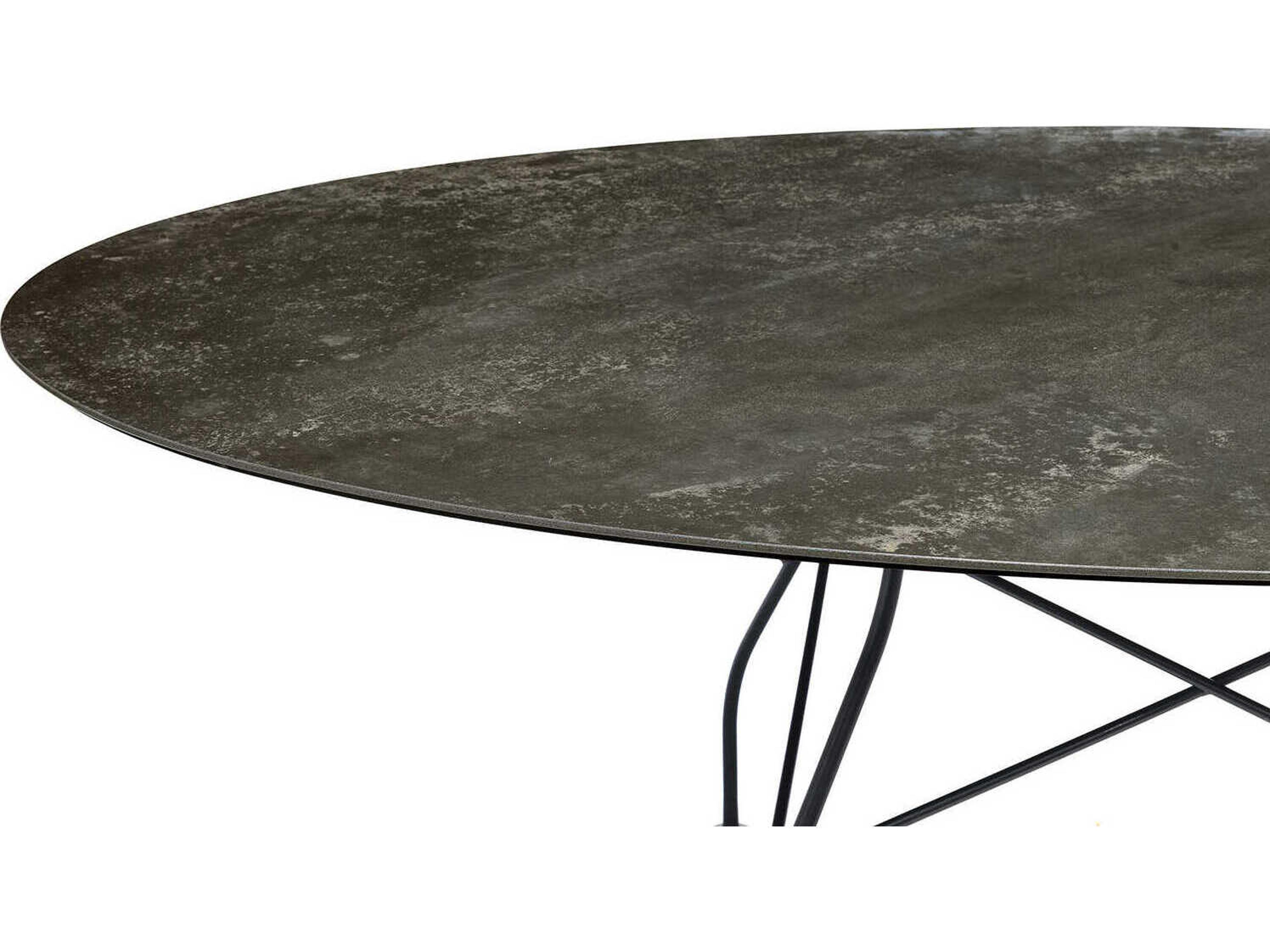 Kartell Outdoor Glossy Steel Black / Marble Aged BronzeW Oval Dining Table